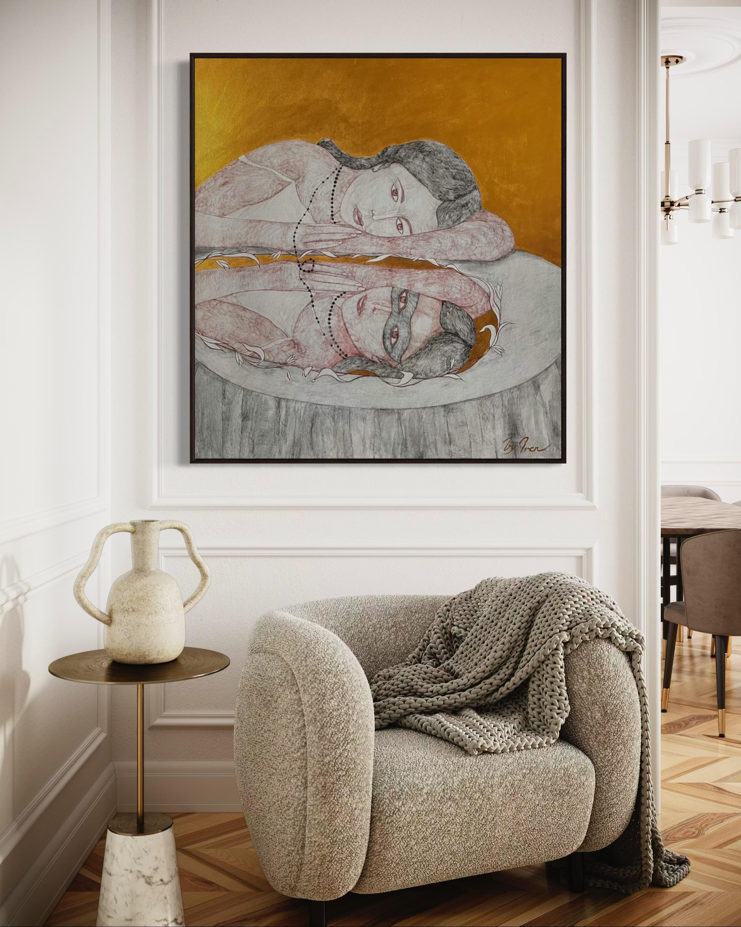 I'm afraid to lose my reflection, 120x110cm, acrylic, canvas For Sale 4