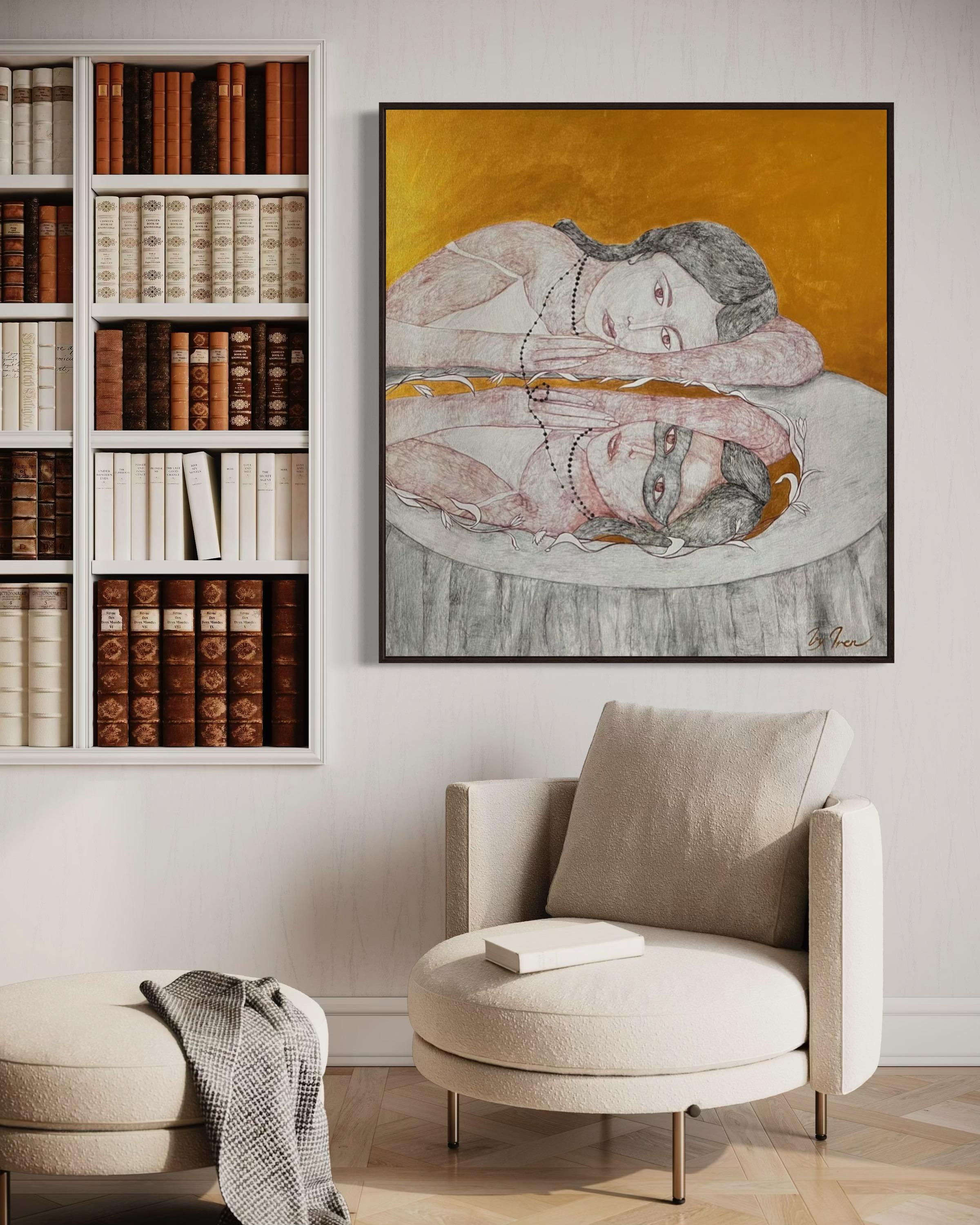 Ho paura di perdere il mio riflesso, 120x110cm, acrilico, tela in vendita 7