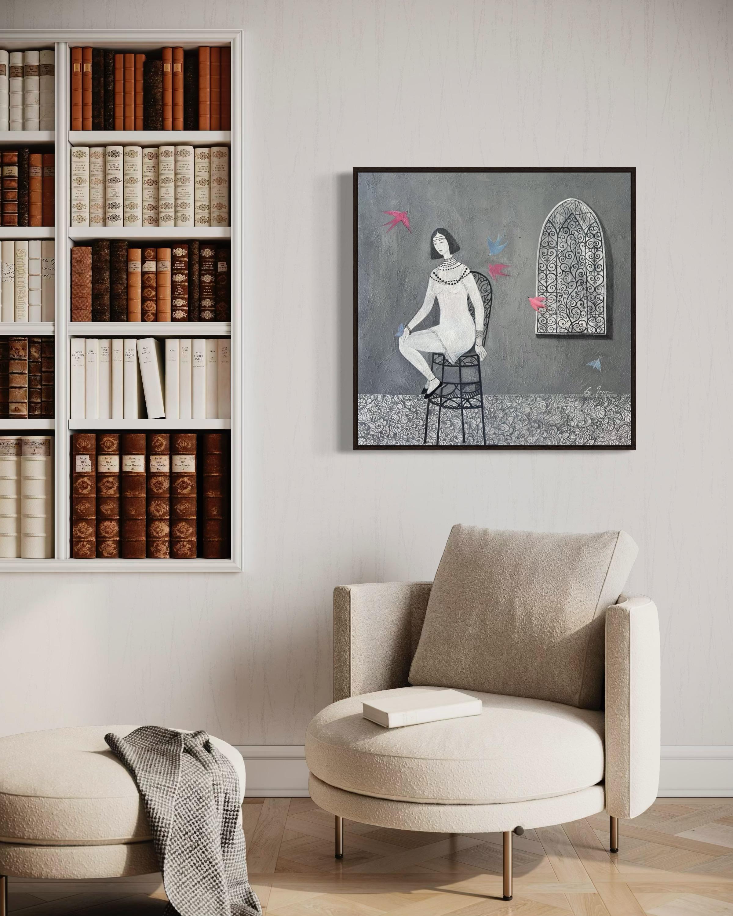 In flight of thoughts, 80x80cm, Acryl, Leinwand im Angebot 1