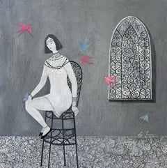In volo con i pensieri, 80x80cm, acrilico, tela