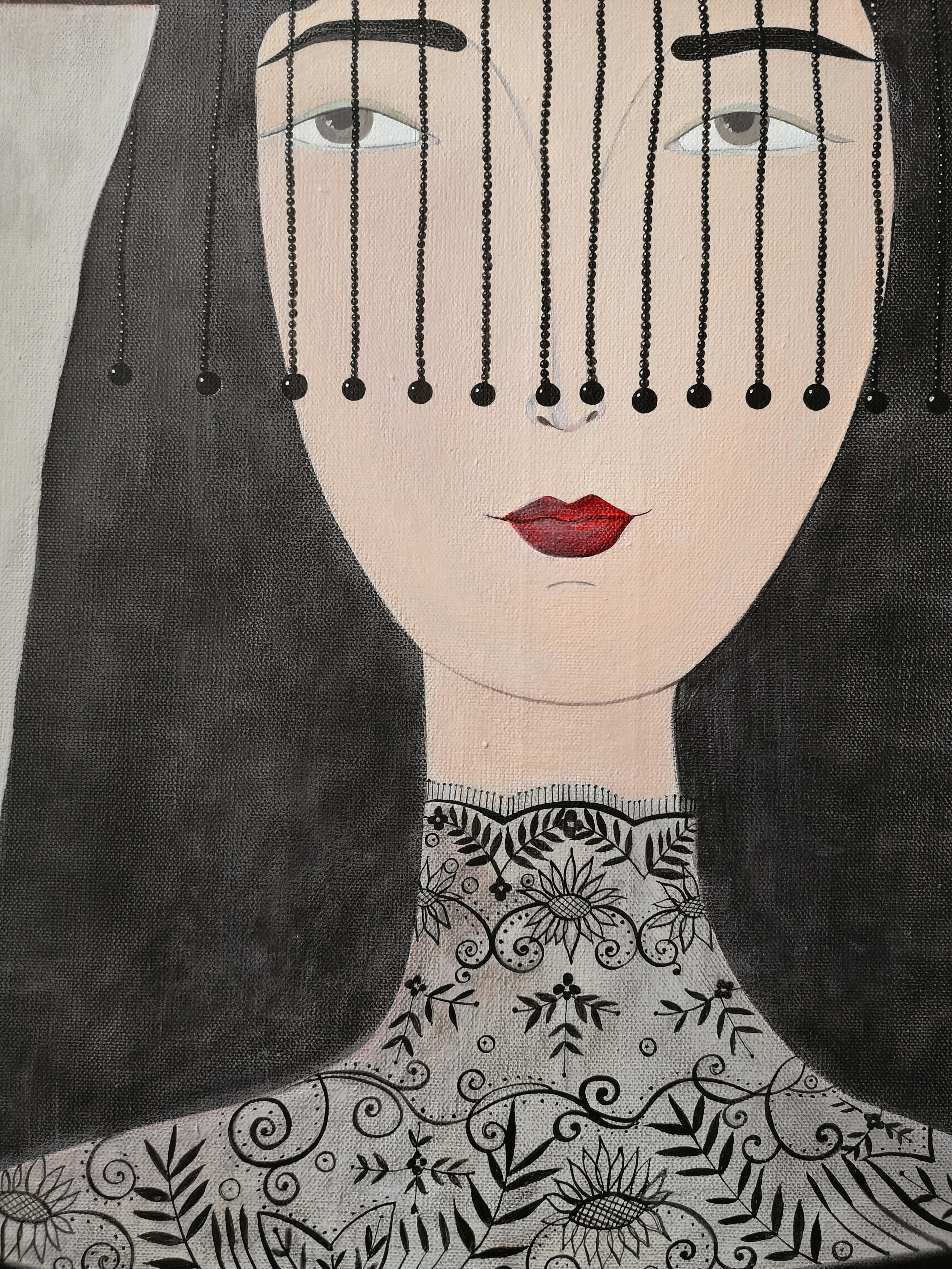 Nuova immagine, 70x100 cm, acrilico, tela - Figurative Painting Grigio di Irina Yakovleva