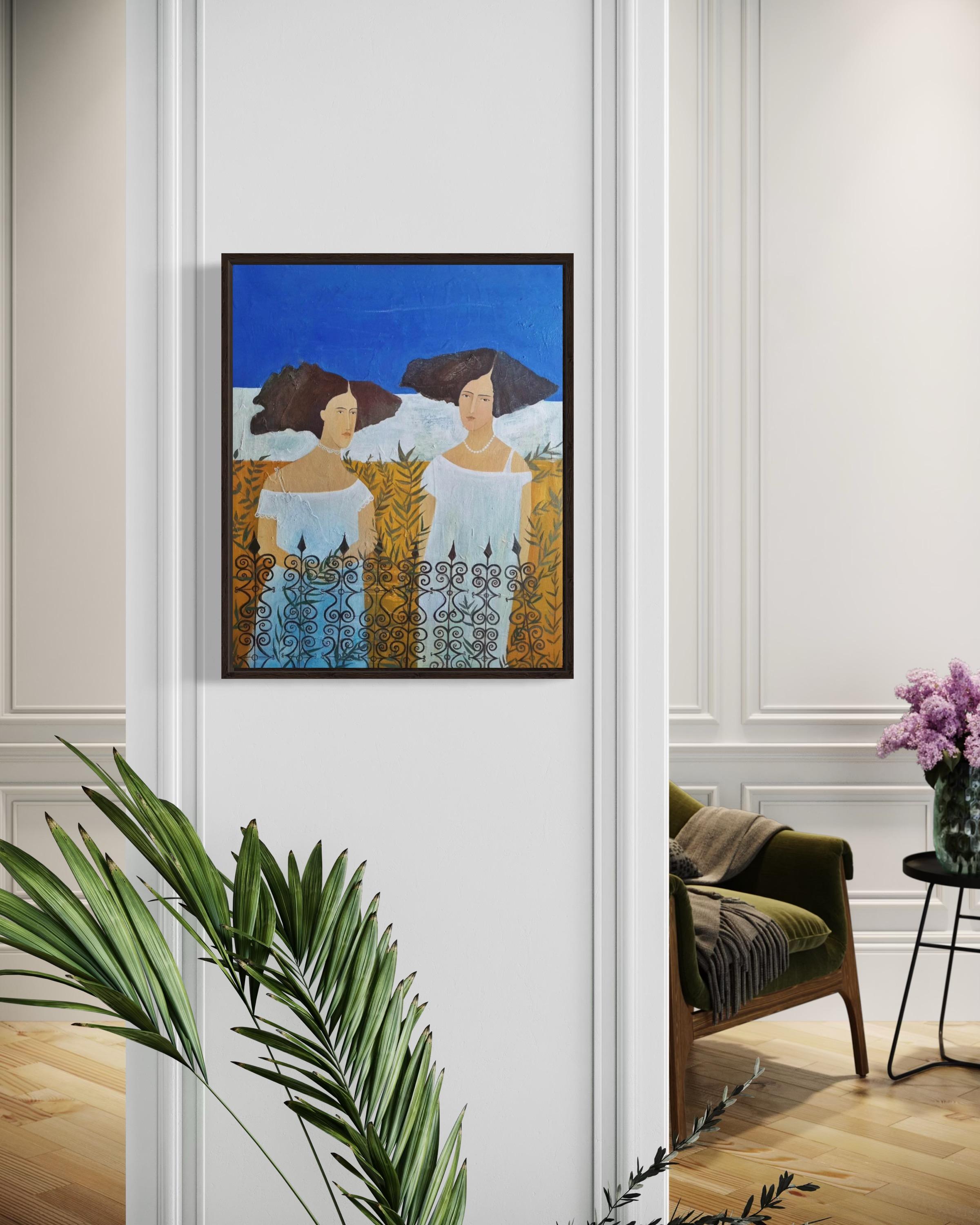 Conversazione tranquilla, 55x45 cm, acrilico, tela in vendita 6