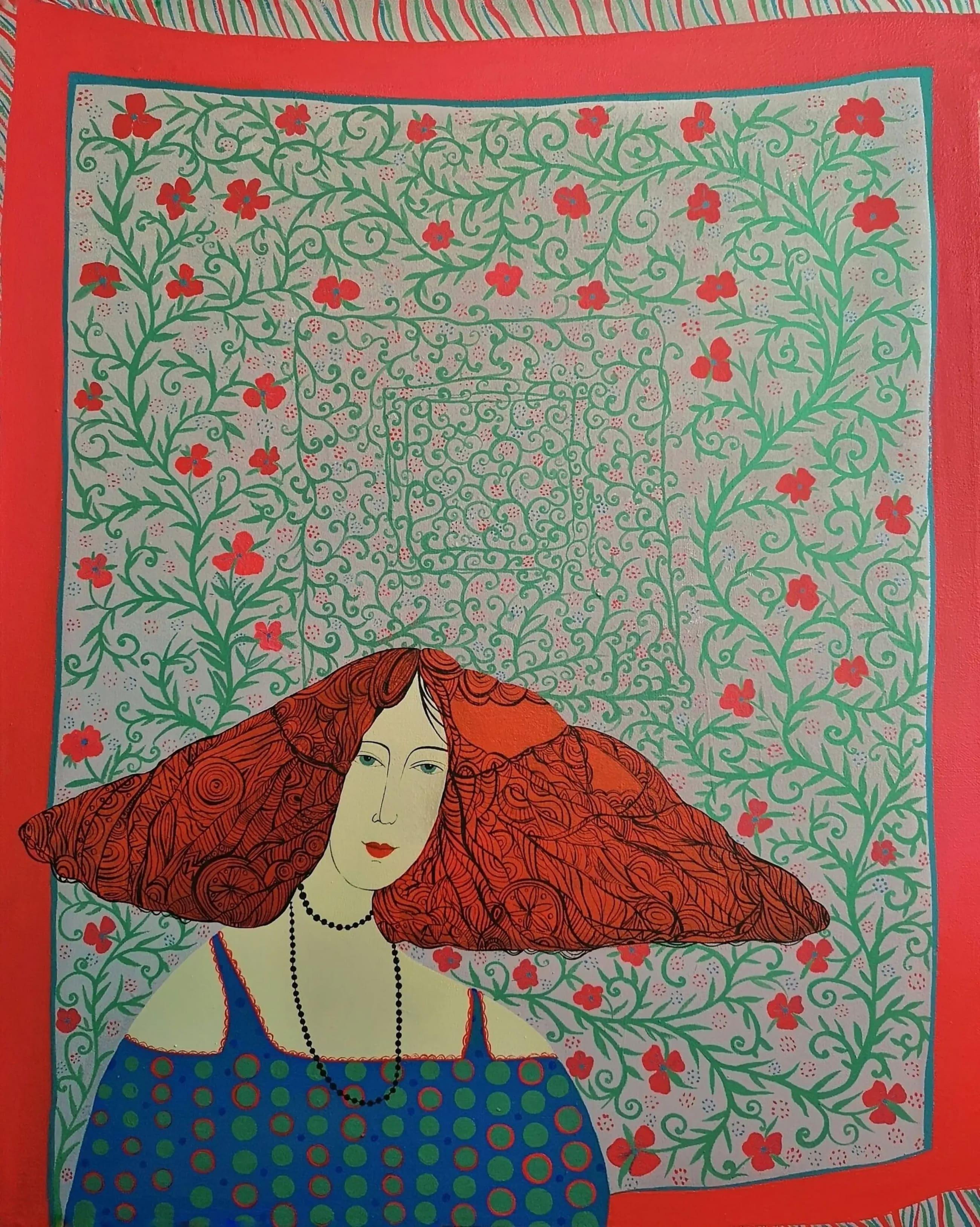 Irina Yakovleva Figurative Painting - Red hair, 80x65cm