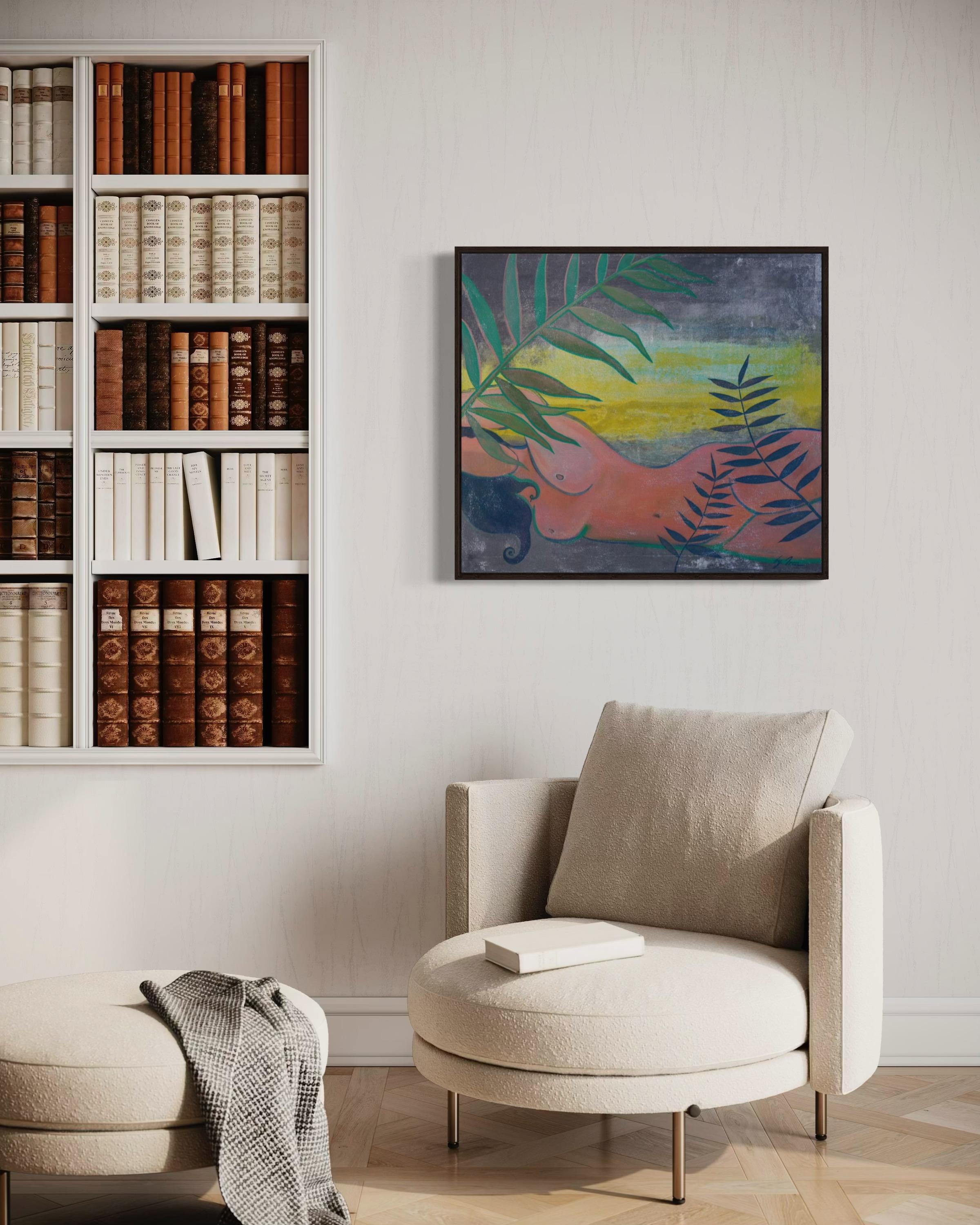 „Vacation“ 70x80cm Segeltuch/Acryl im Angebot 1