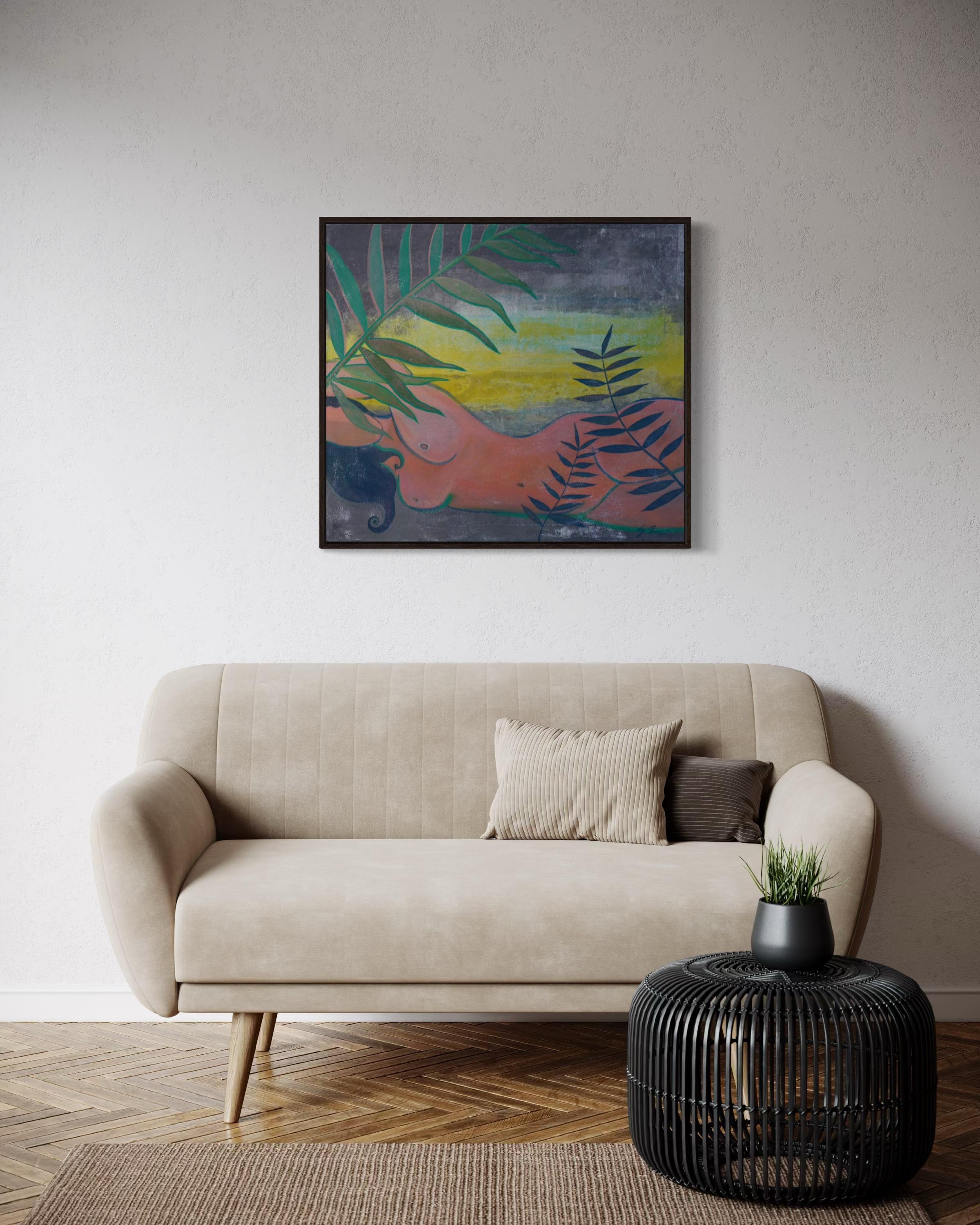 „Vacation“ 70x80cm Segeltuch/Acryl im Angebot 2