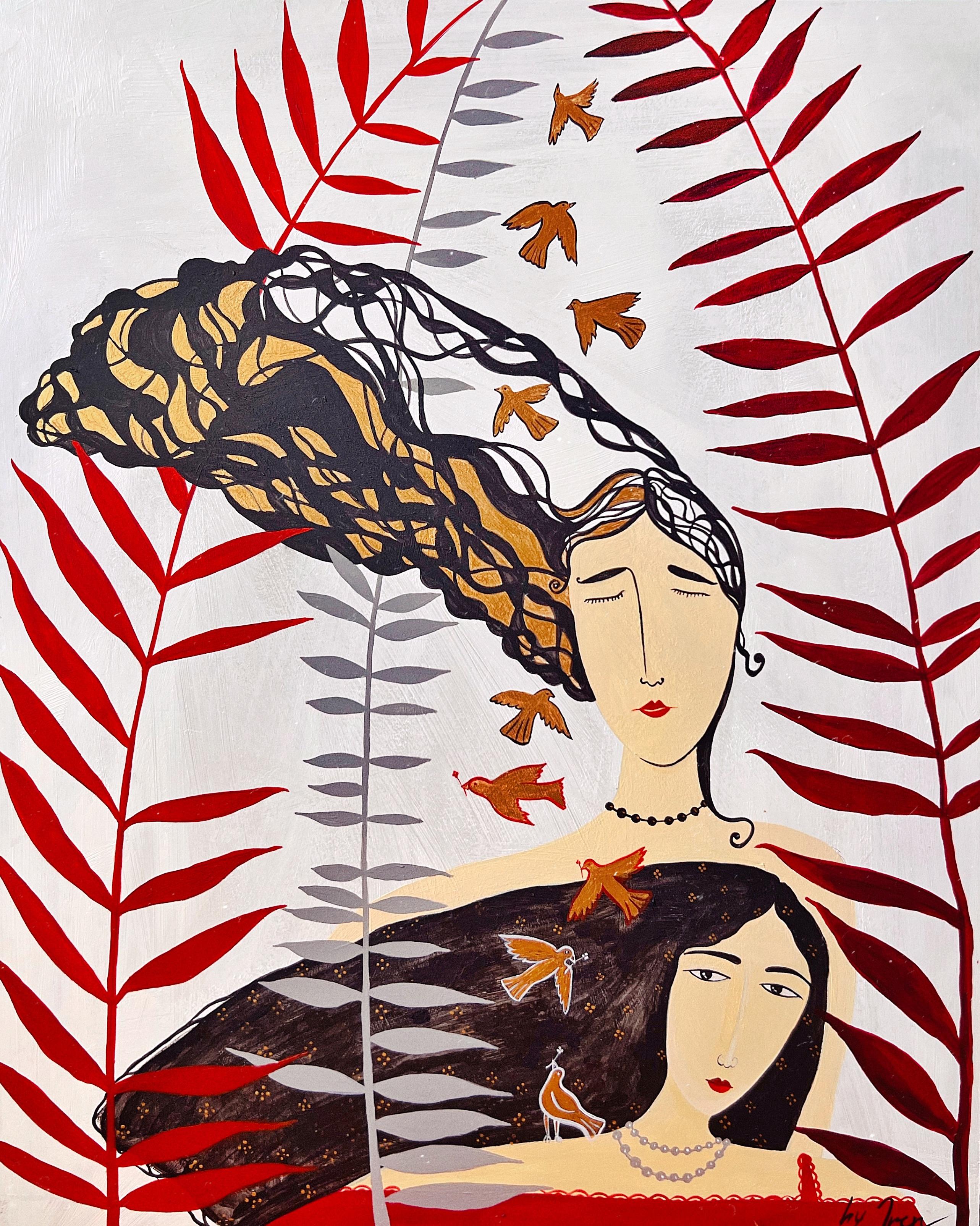 Irina Yakovleva Figurative Painting - "Wind in the Head", 50x40cm