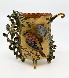 Escultura taza de porcelana contemporánea, Sartén, Mitología, Retrato pintado, Oro