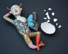 "Changeling", Contemporary Porcelain Sculpture, Glazed and Painted Illustration