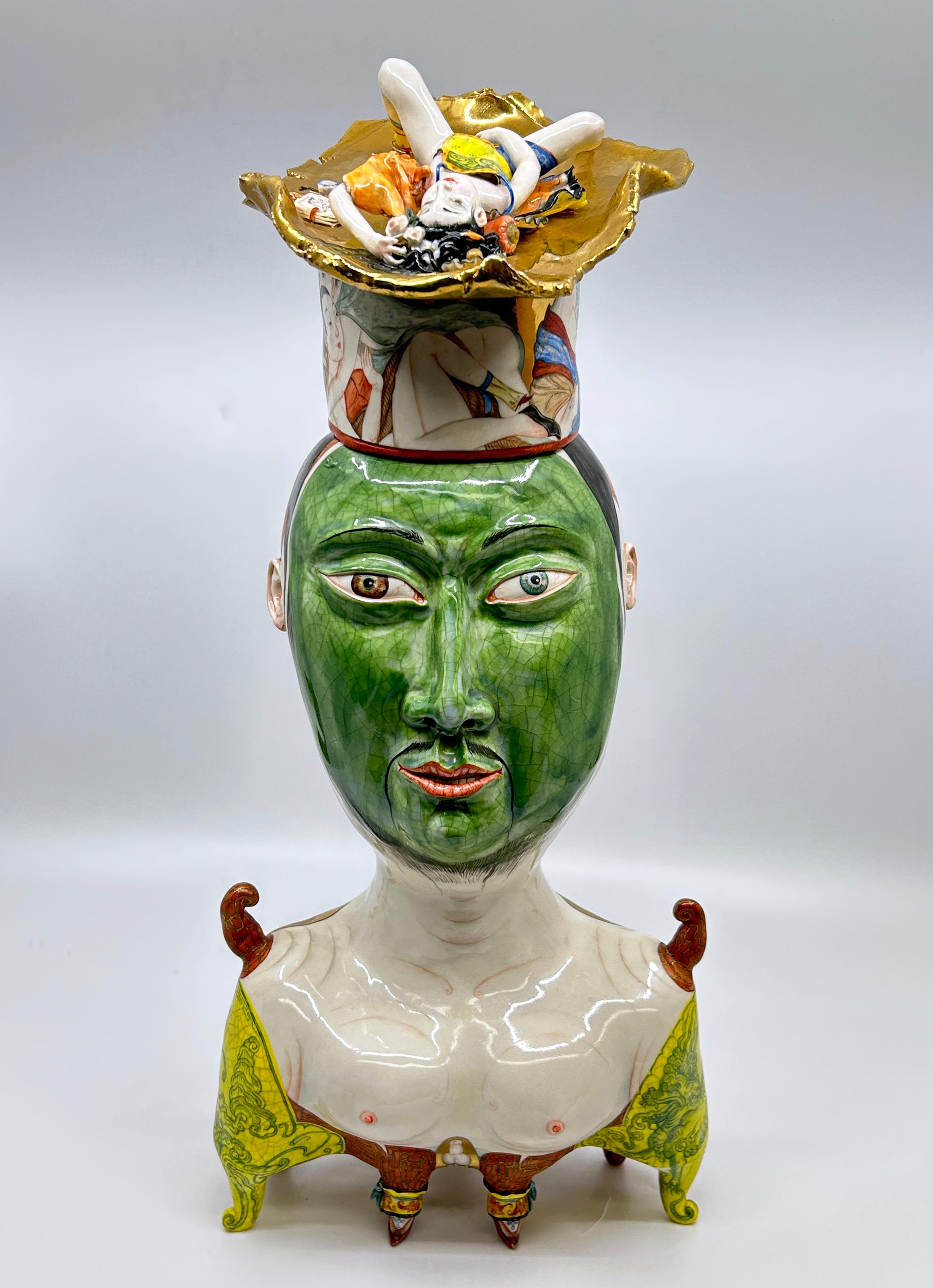 Figurative Porcelain Sculpture, Teapot, 15.5 x 7 x 5.5 in, Irina Zaytceva