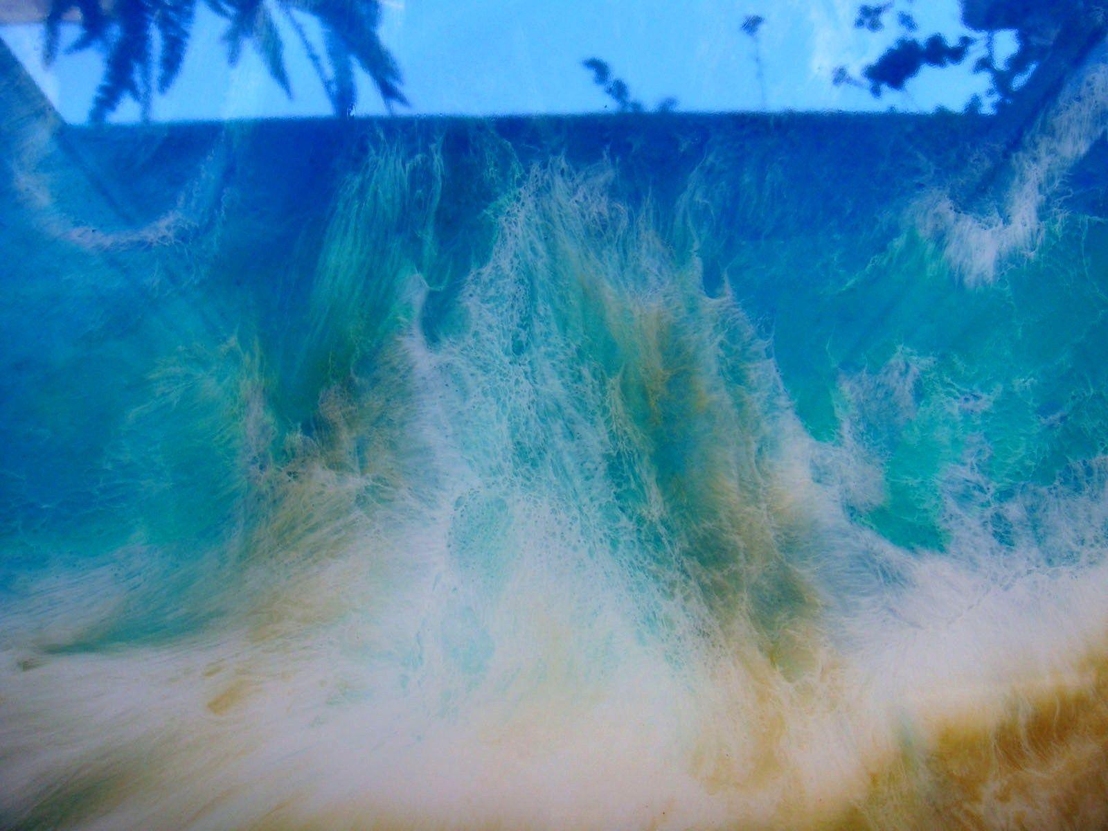 TURQUOISE SEA, Mixed Media on Wood Panel - Abstract Mixed Media Art by Irini Karpikioti