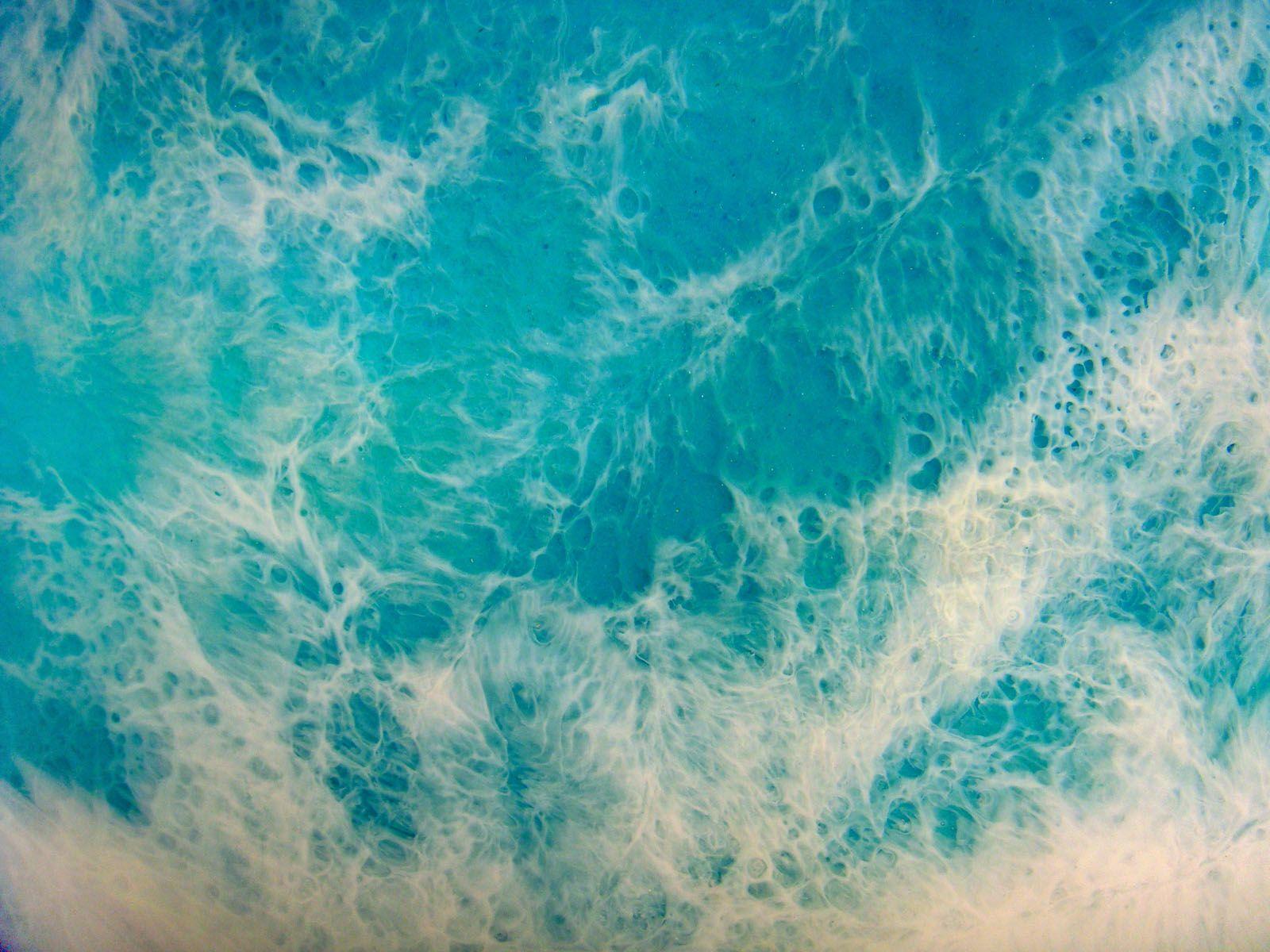 TURQUOISE SEA, Mixed Media on Wood Panel For Sale 1
