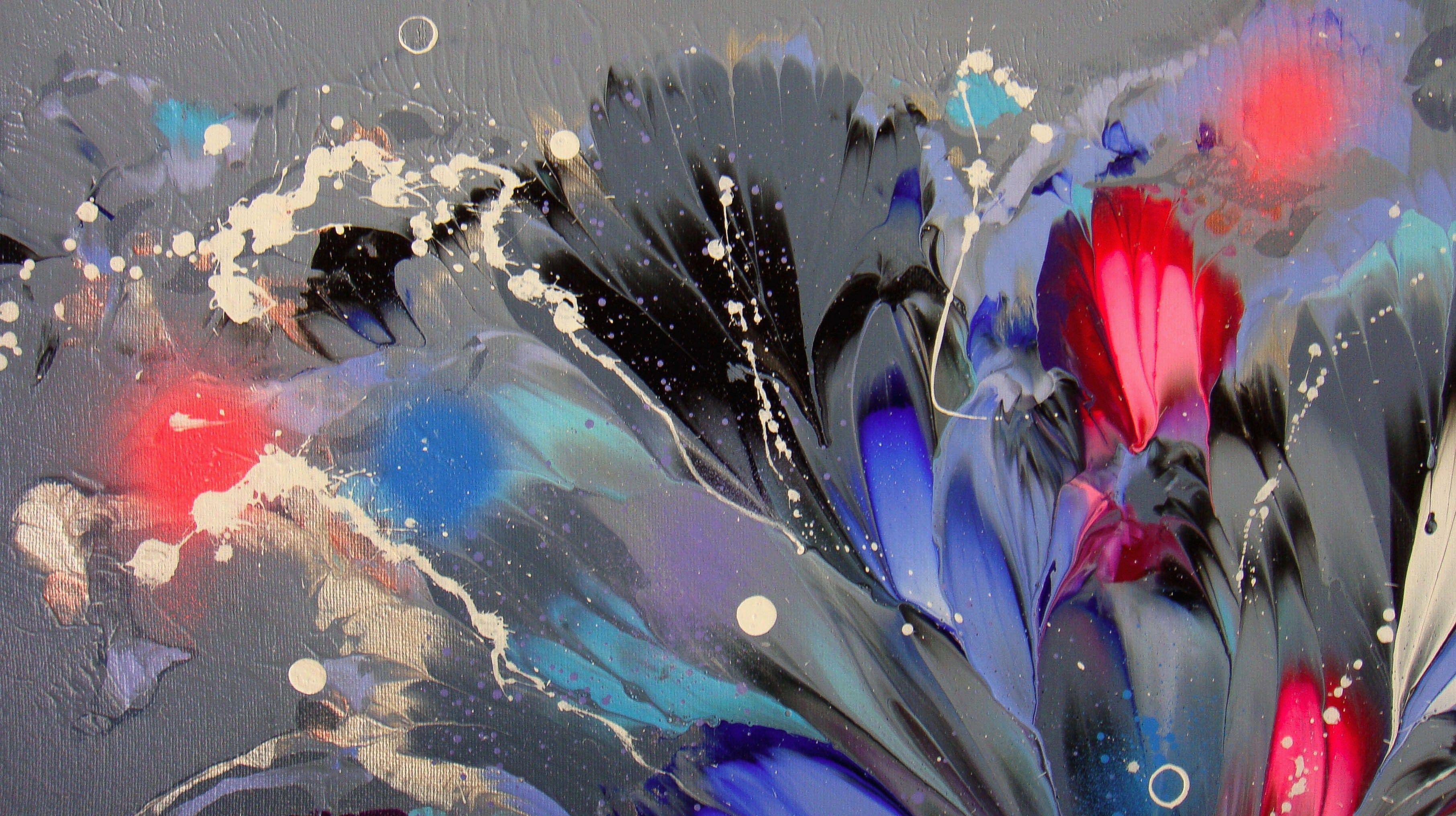 BOUQUET ABSTRACTO, Pintura, Acrílico sobre lienzo - Abstract Painting Gris de Irini Karpikioti