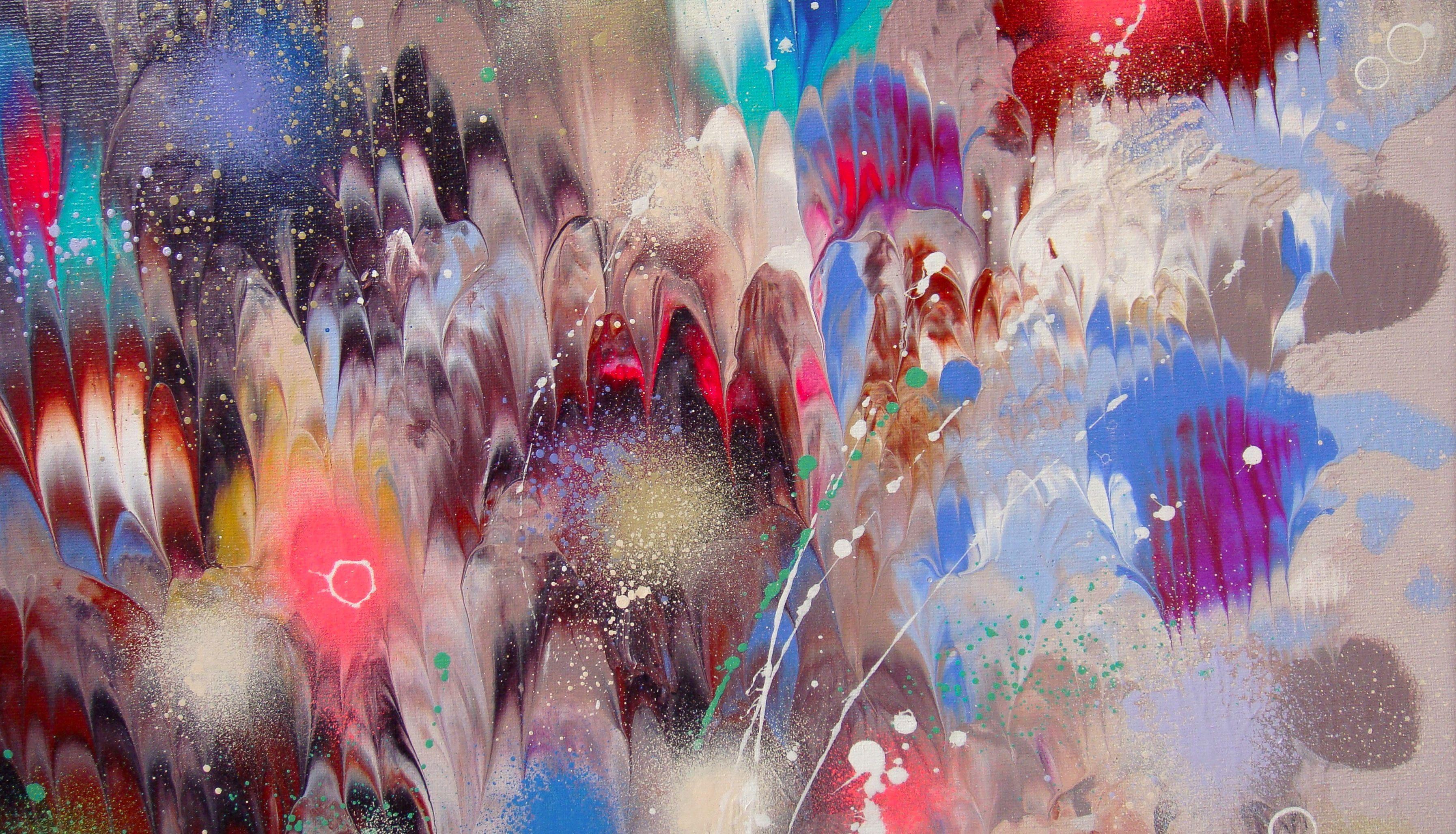L'UCCELLO DELLA FELICITÀ, Pittura, Acrilico su tela - Abstract Painting Marrone di Irini Karpikioti