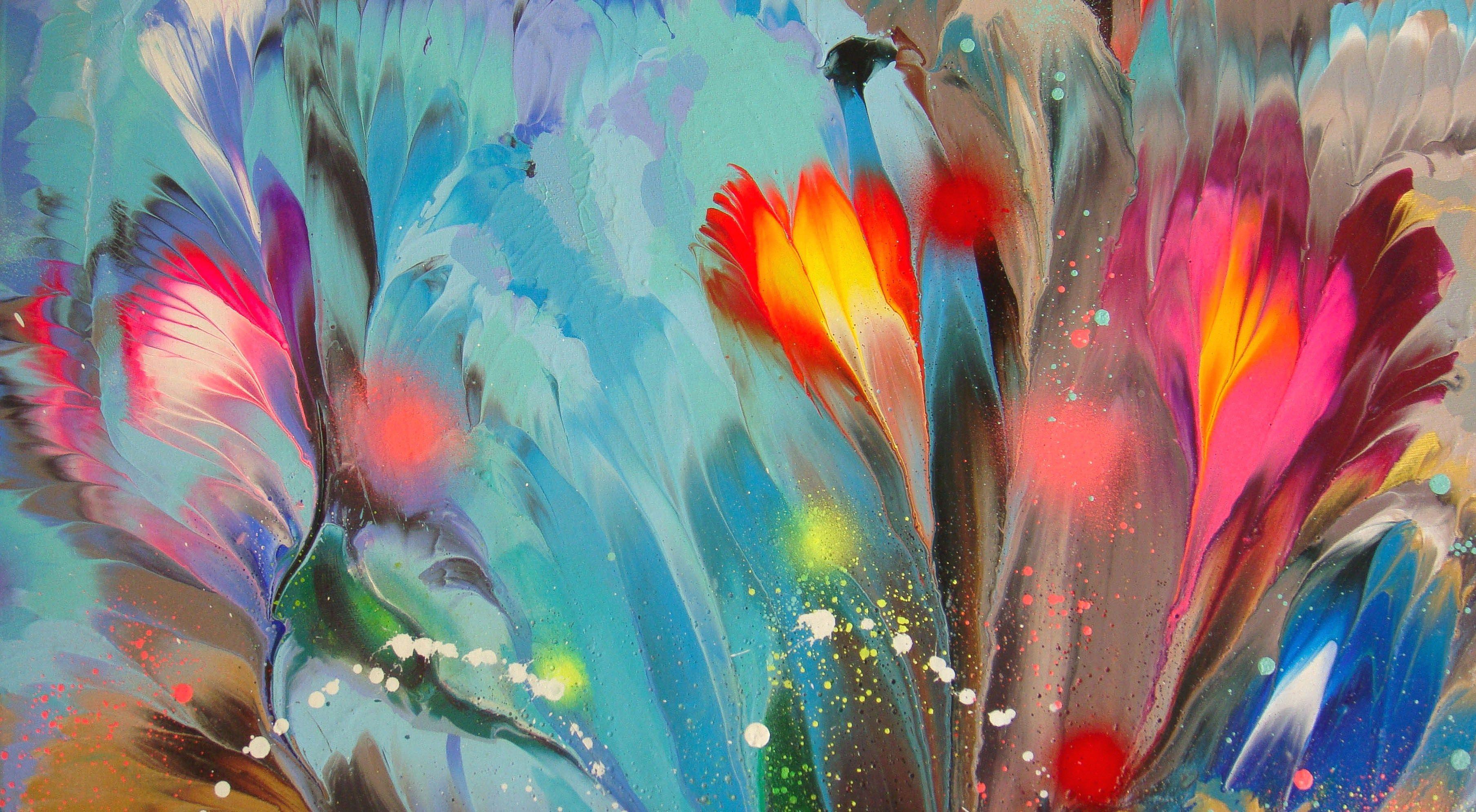 BLOOMING SPRING FLOWERS, Painting, Acrylic on Canvas For Sale 3