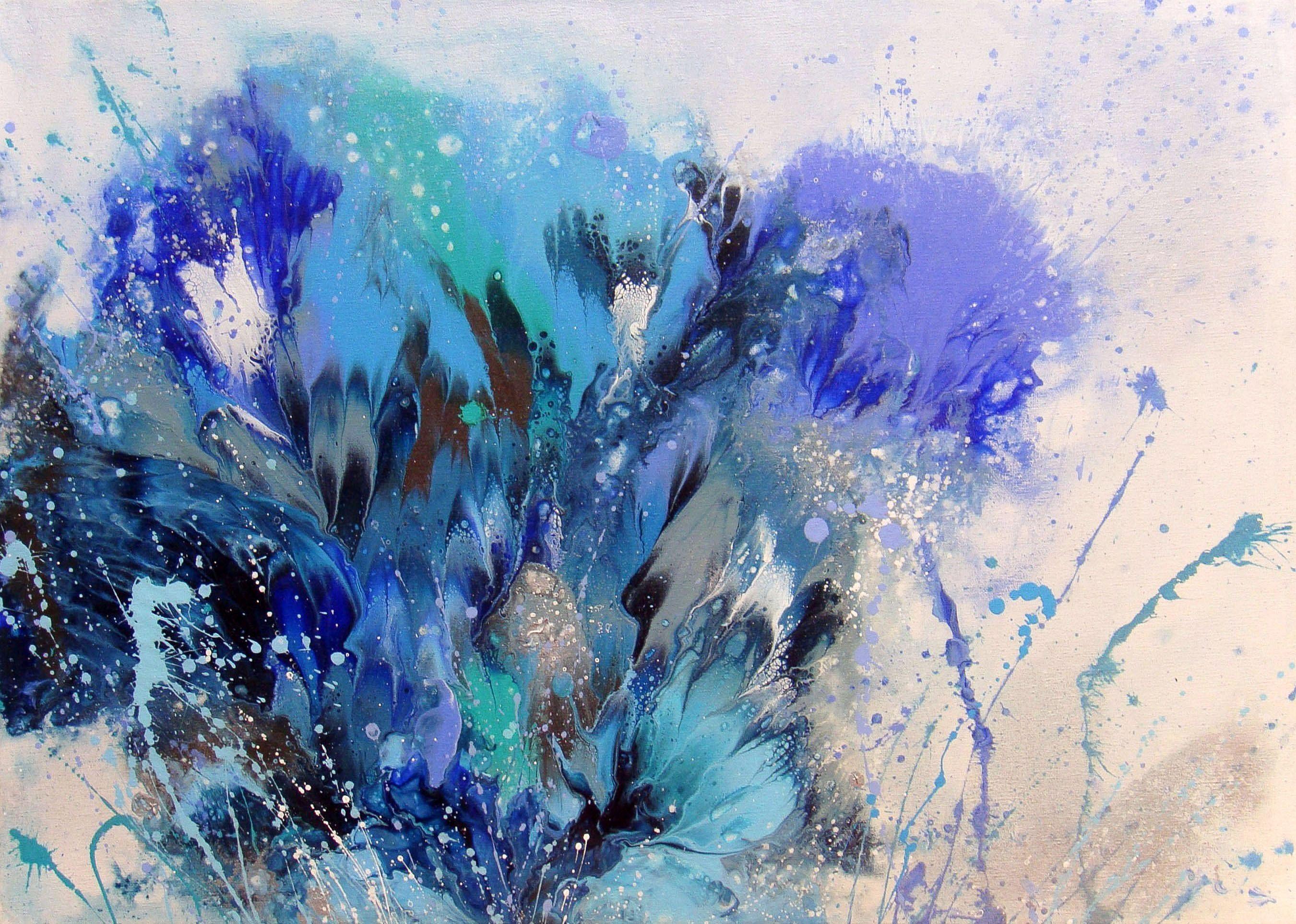 Abstract Painting di Irini Karpikioti - COMPOSIZIONE BLU, Pittura, Acrilico su tela