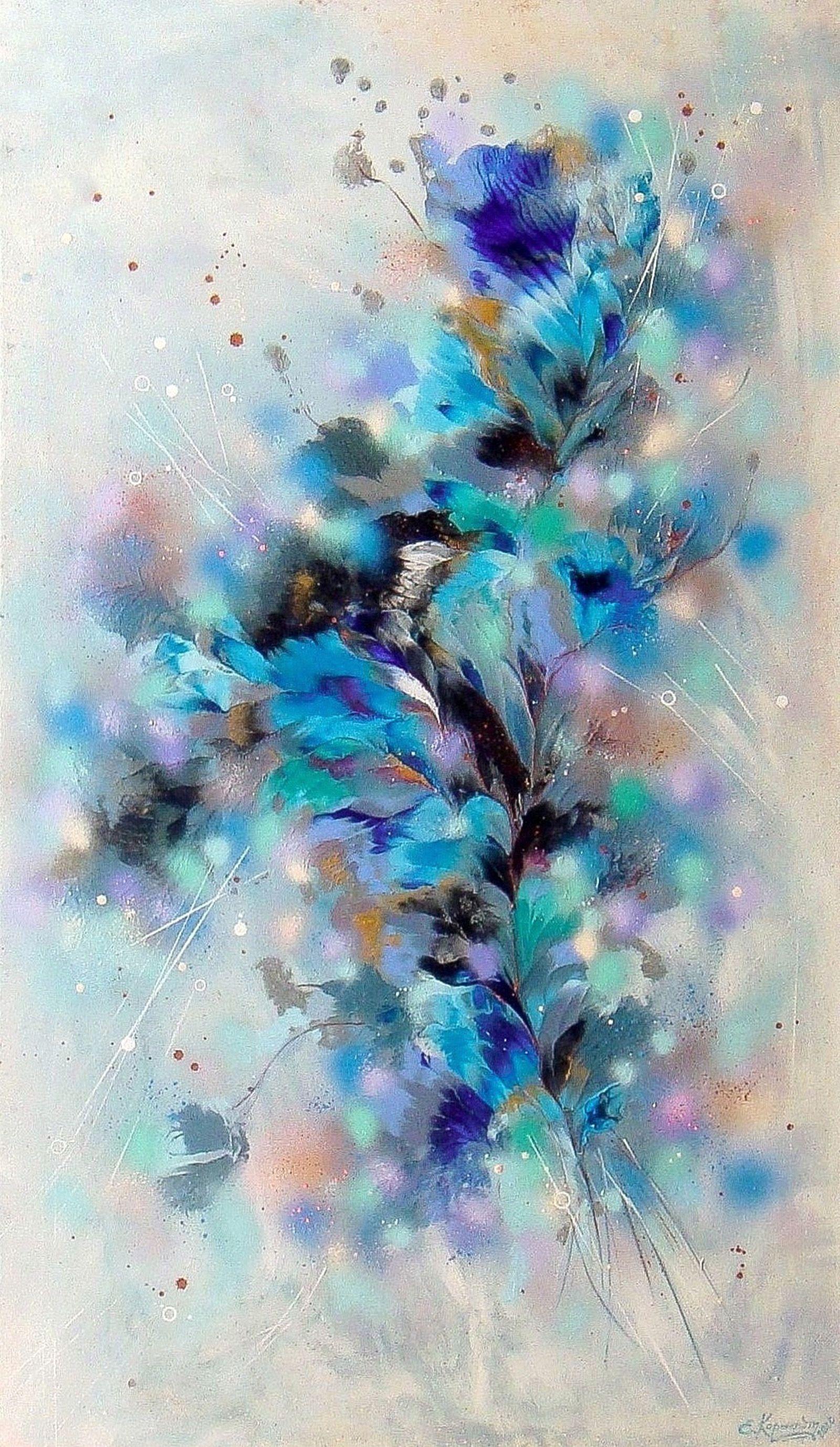 Abstract Painting di Irini Karpikioti - BOUQUET OF BLUES, Pittura, Acrilico su tela