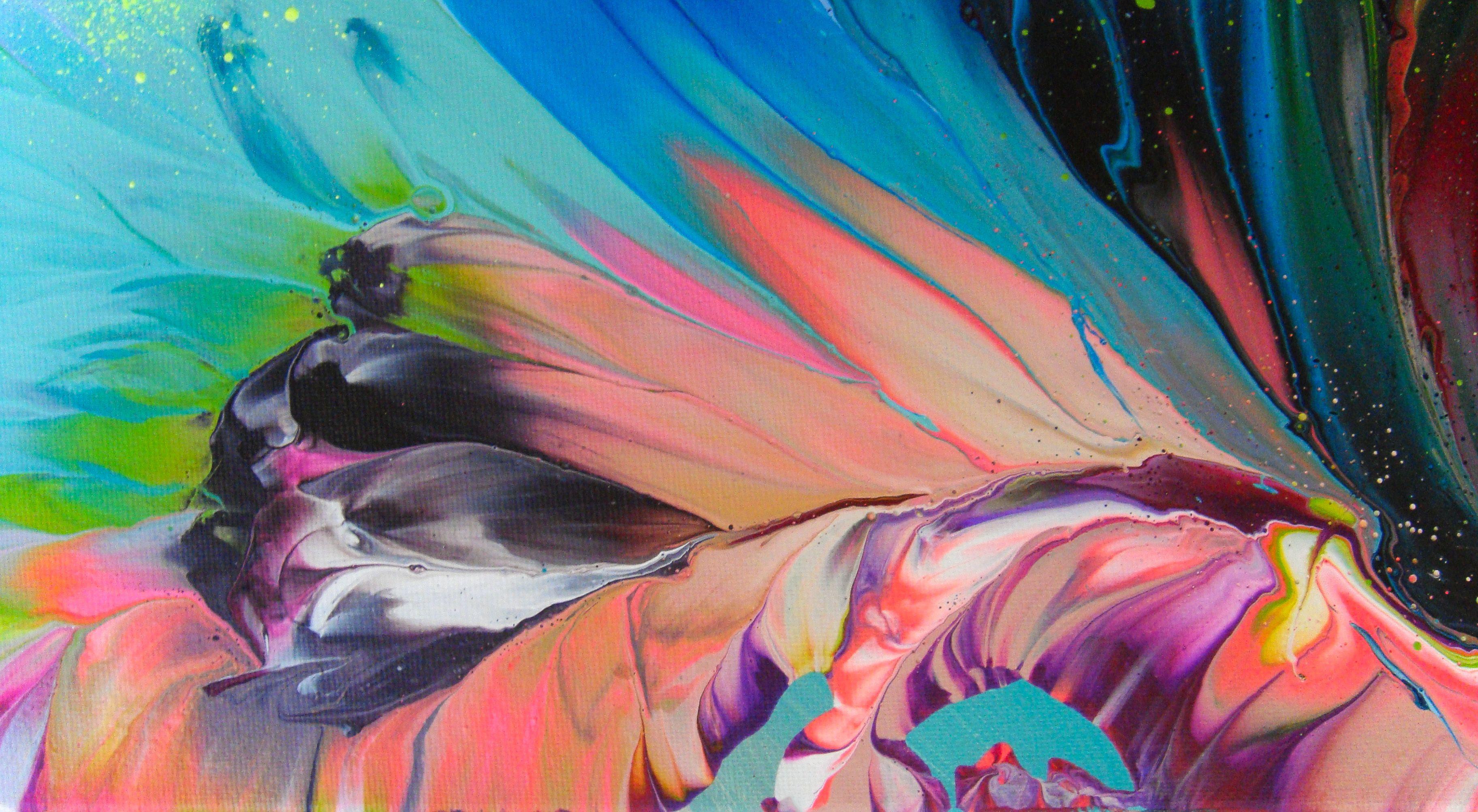 EMERALD FLOW OF FLOWERS, Painting, Acrylic on Canvas 2