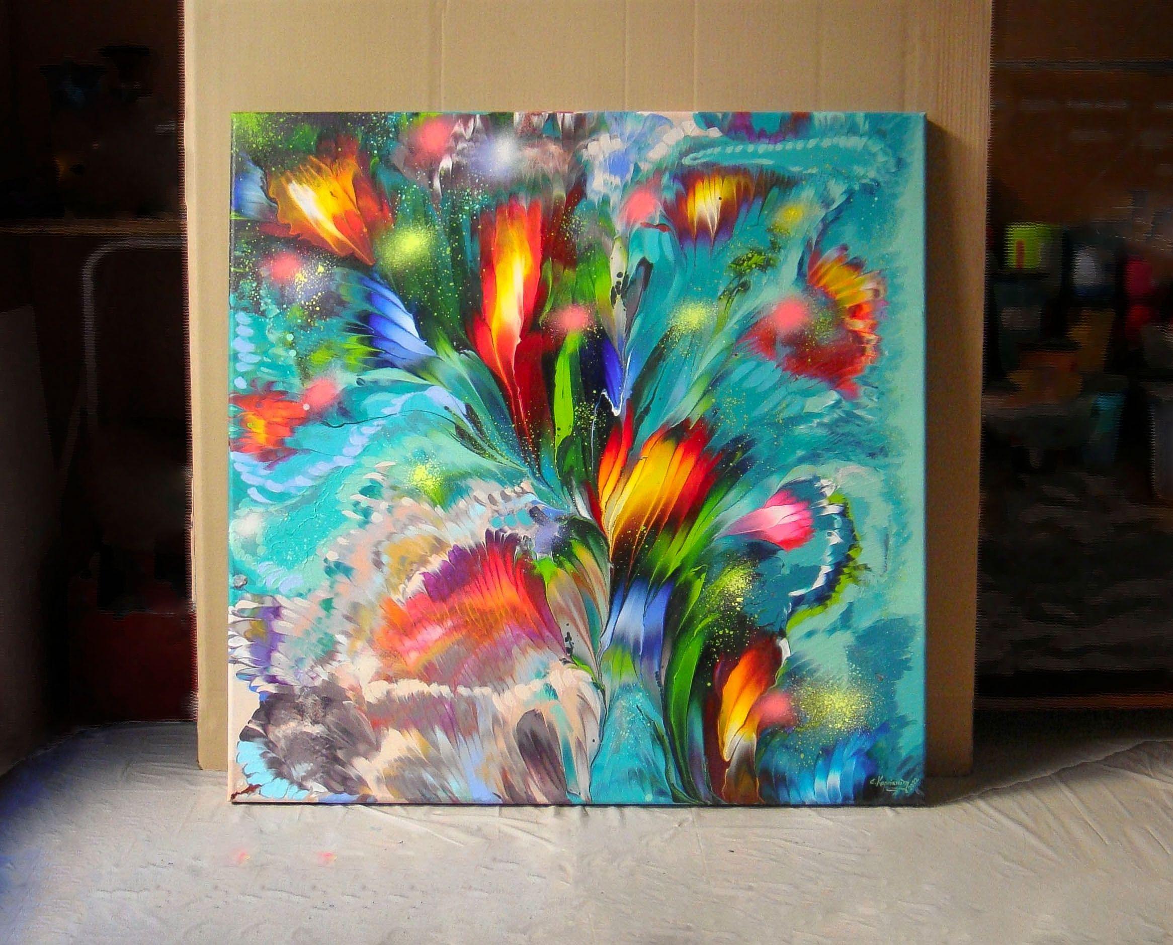 Welcome to my Gallery and thanks for your visit! Original Floral Abstract Painting on canvas/ *** The world we live in is made of colour. Colour is what creates beauty, energy. It evokes emotion, it involves feelings. I have always been fascinated