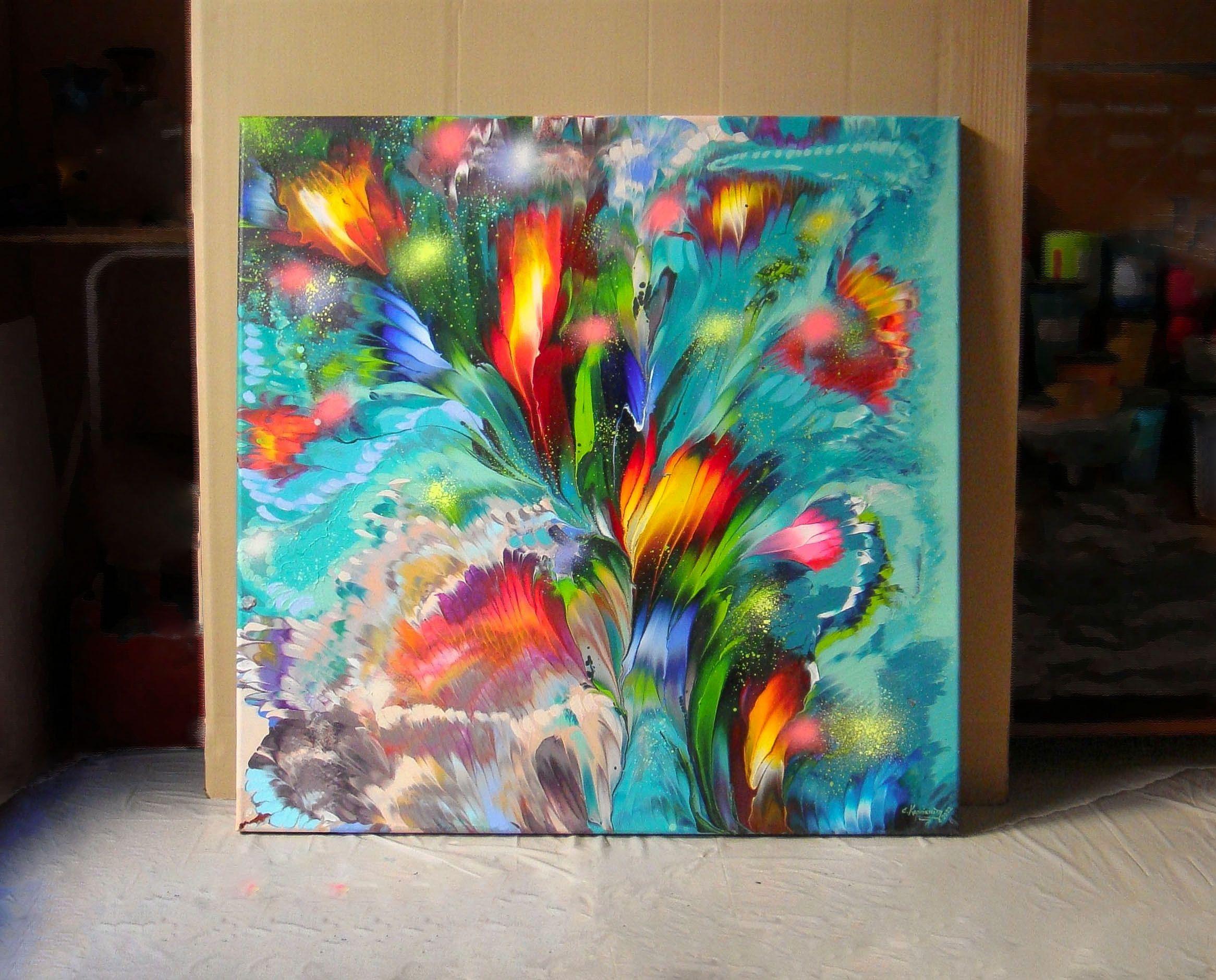EMERALD FLOW, Pittura, Acrilico su tela - Painting di Irini Karpikioti