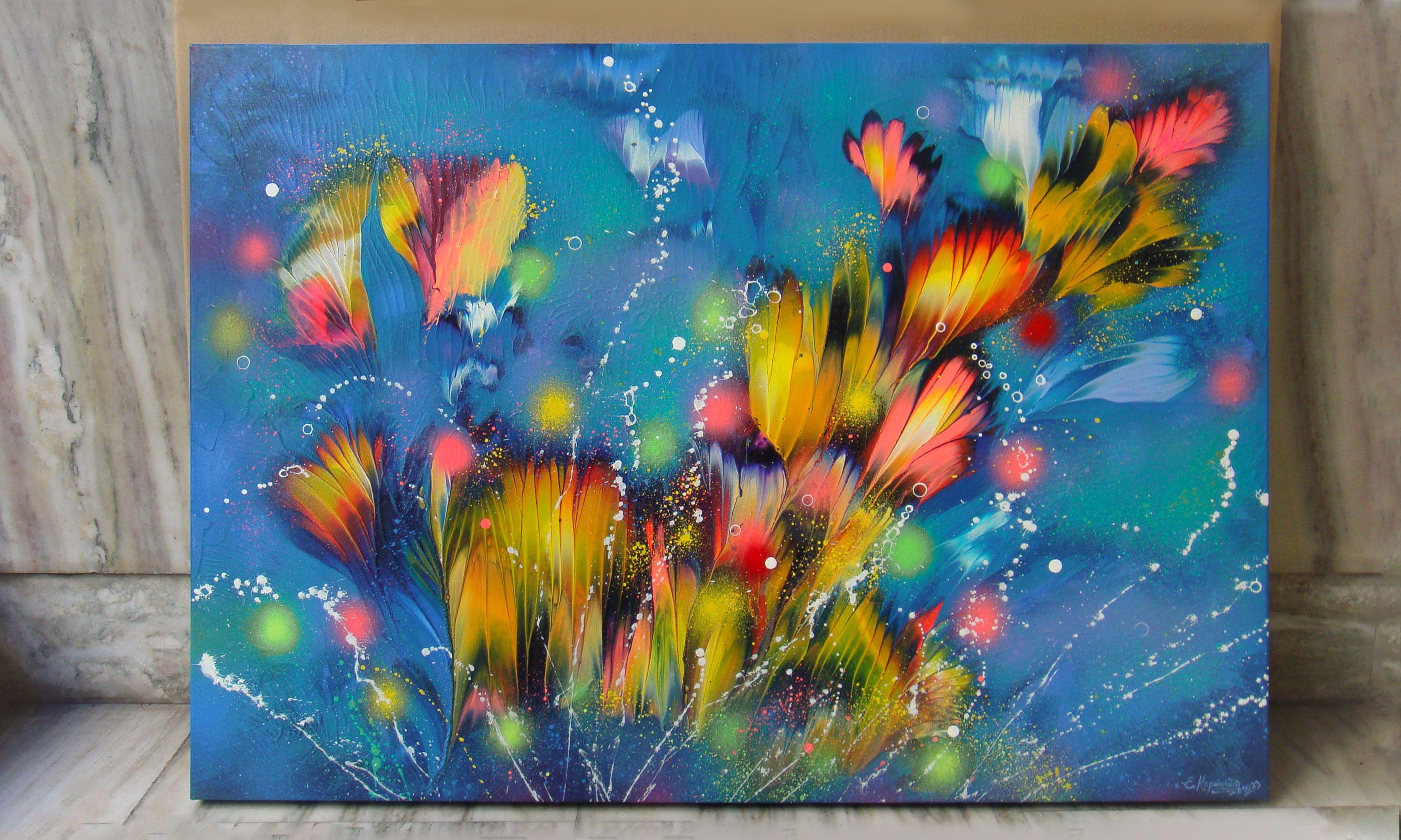 EVENING FLORAL BREEZE, Painting, Acrylic on Canvas For Sale 4