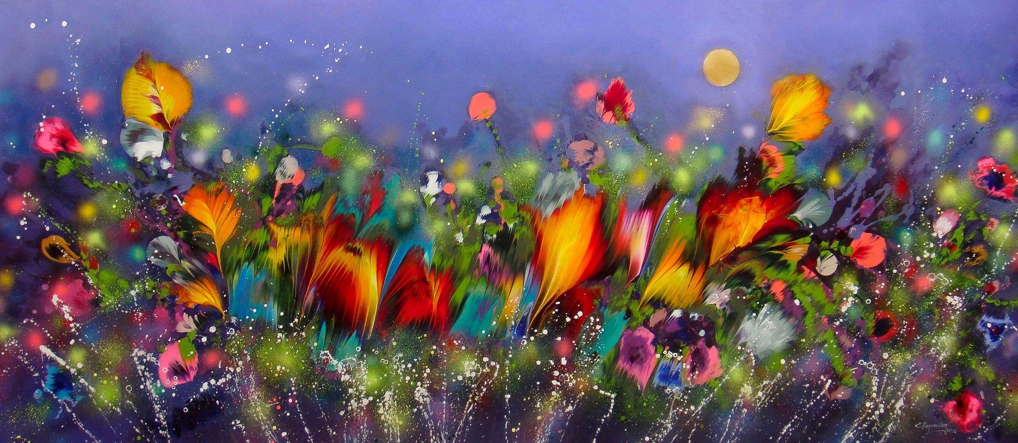 Irini Karpikioti Abstract Painting - EVENING MAGIC, Painting, Acrylic on Canvas