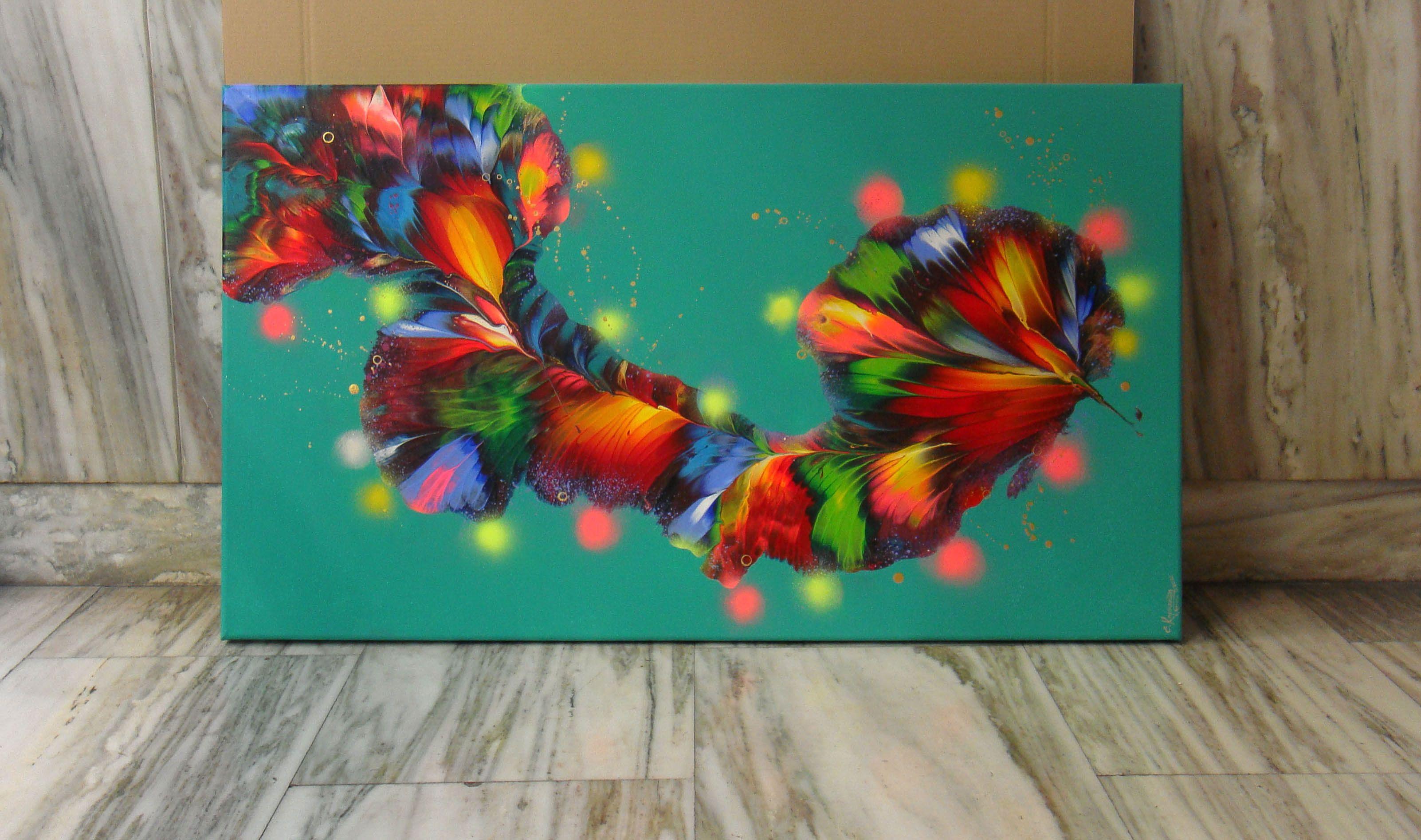 Original Floral Abstract Painting on canvas â€Exotic Flowersâ€  *****************  About my abstract floral paintings/  The world we live in is made of colour. Colour is what creates beauty, energy. It evokes emotion, it involves feelings. I have
