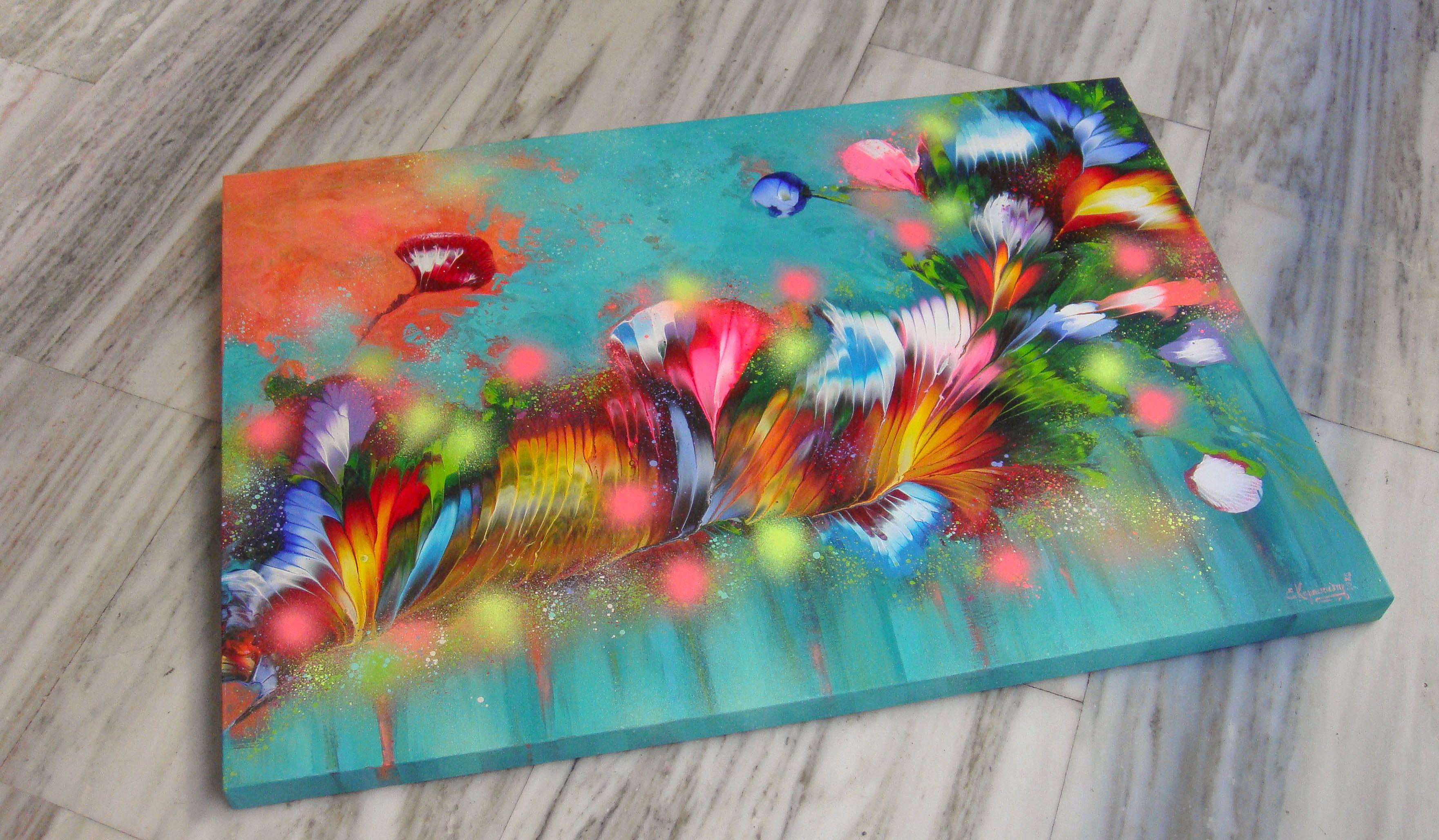 INSPIRACIÓN FLORAL, Pintura, Acrílico sobre lienzo - Painting Abstracto de Irini Karpikioti