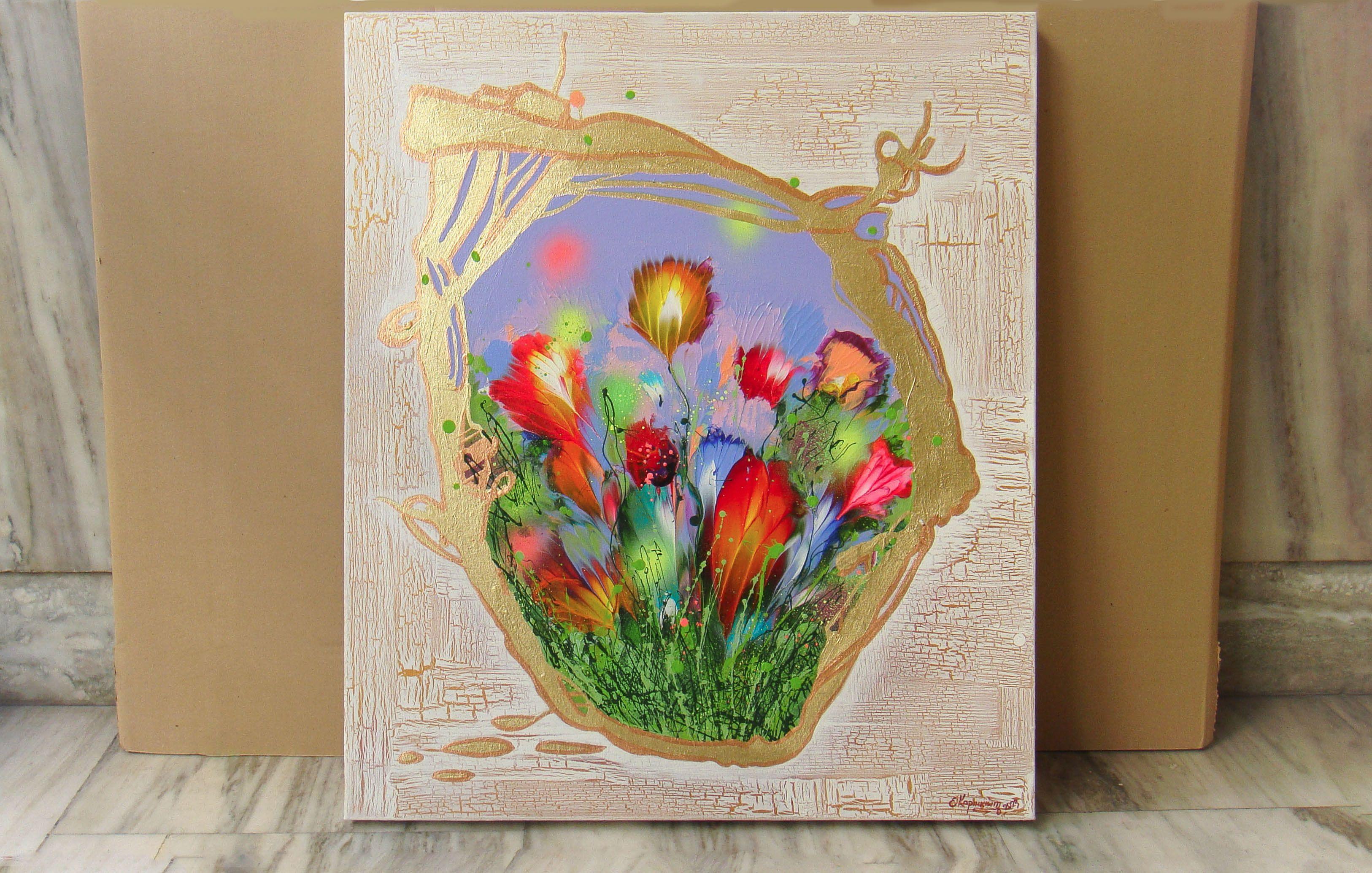 FLORAL MOMENT, Painting, Acrylic on Canvas For Sale 2