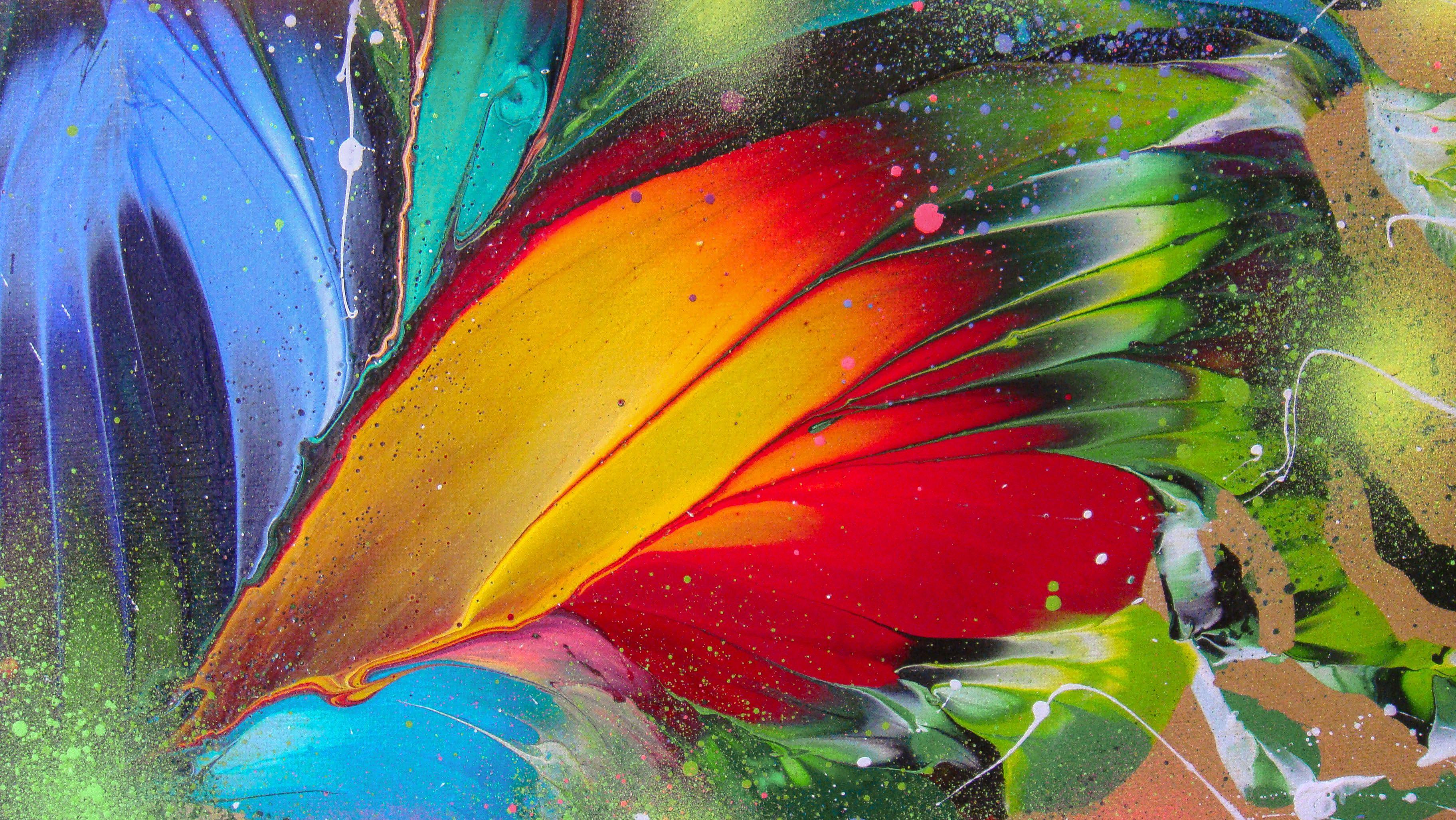 BOUQUET DE FLORES SOBRE FONDO DORADO, Pintura, Acrílico sobre lienzo - Painting de Irini Karpikioti