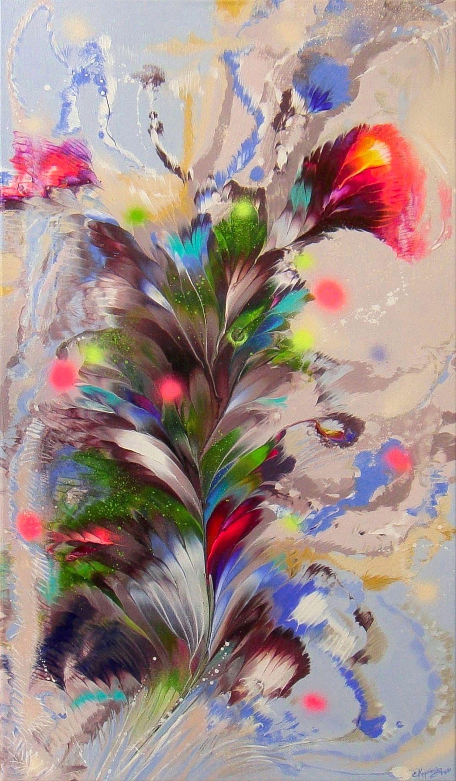 Abstract Painting di Irini Karpikioti - FIORE, Pittura, Acrilico su tela