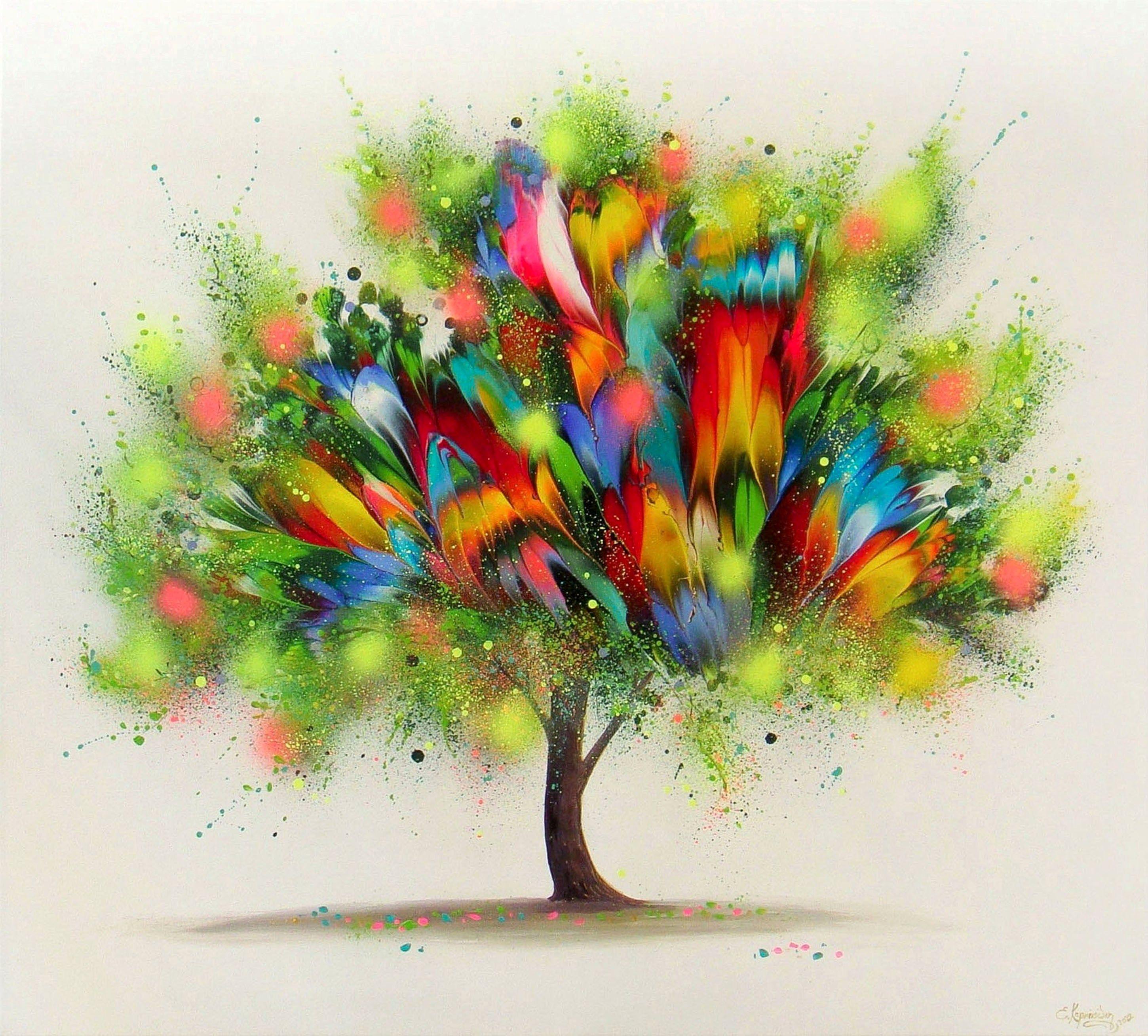 Irini Karpikioti Abstract Painting - FLOWERING TREE, Painting, Acrylic on Canvas