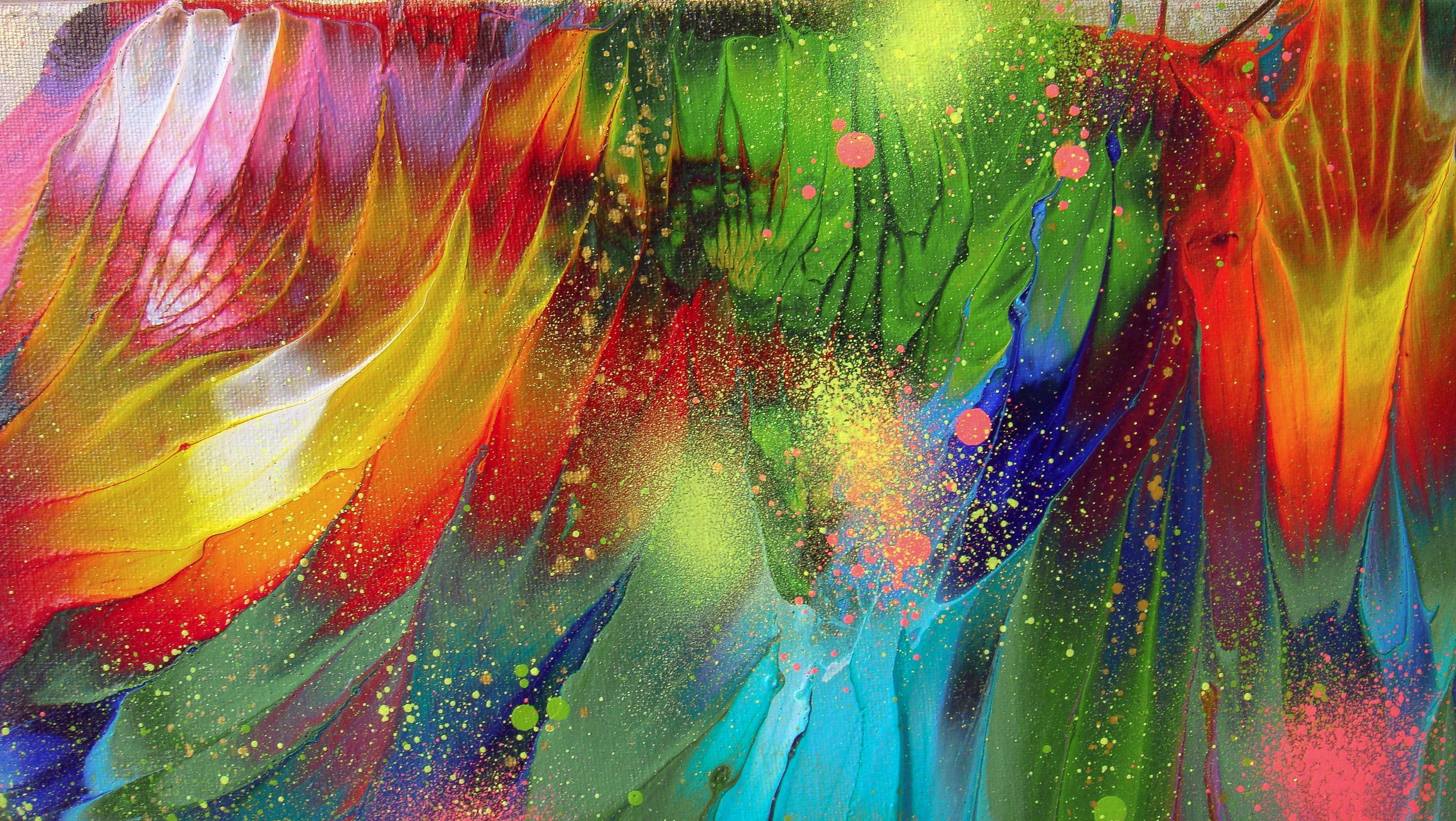 FLORES Y HUMMINGBIRDS, Pintura, Acrílico sobre lienzo - Painting Contemporáneo de Irini Karpikioti