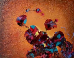 FLOWERS AT SUNSET, peinture, acrylique sur toile