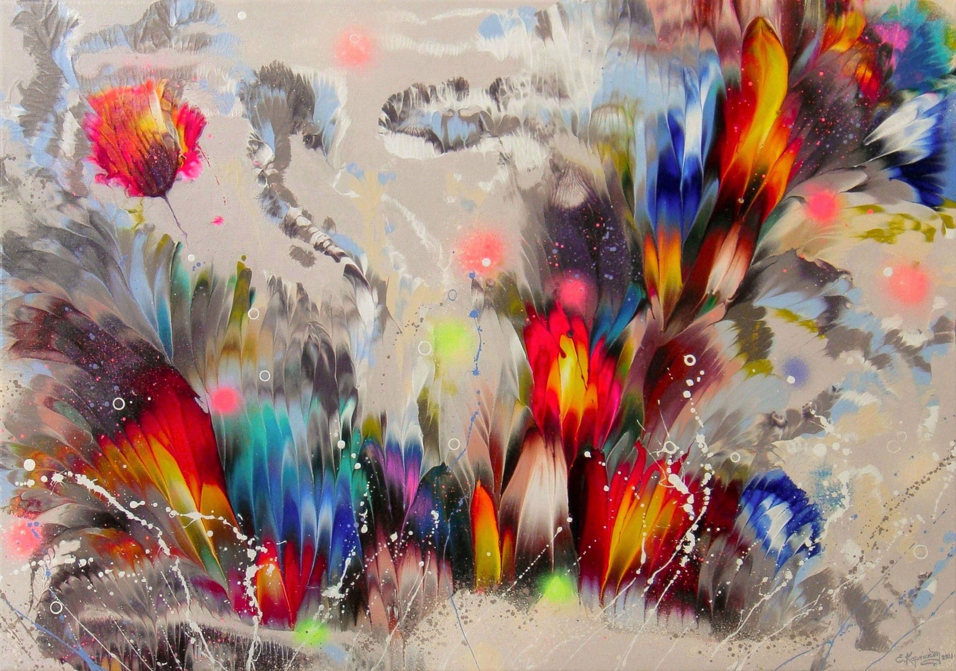 Abstract Painting de Irini Karpikioti - JARDÍN DE LA FELICIDAD, Pintura, Acrílico sobre lienzo