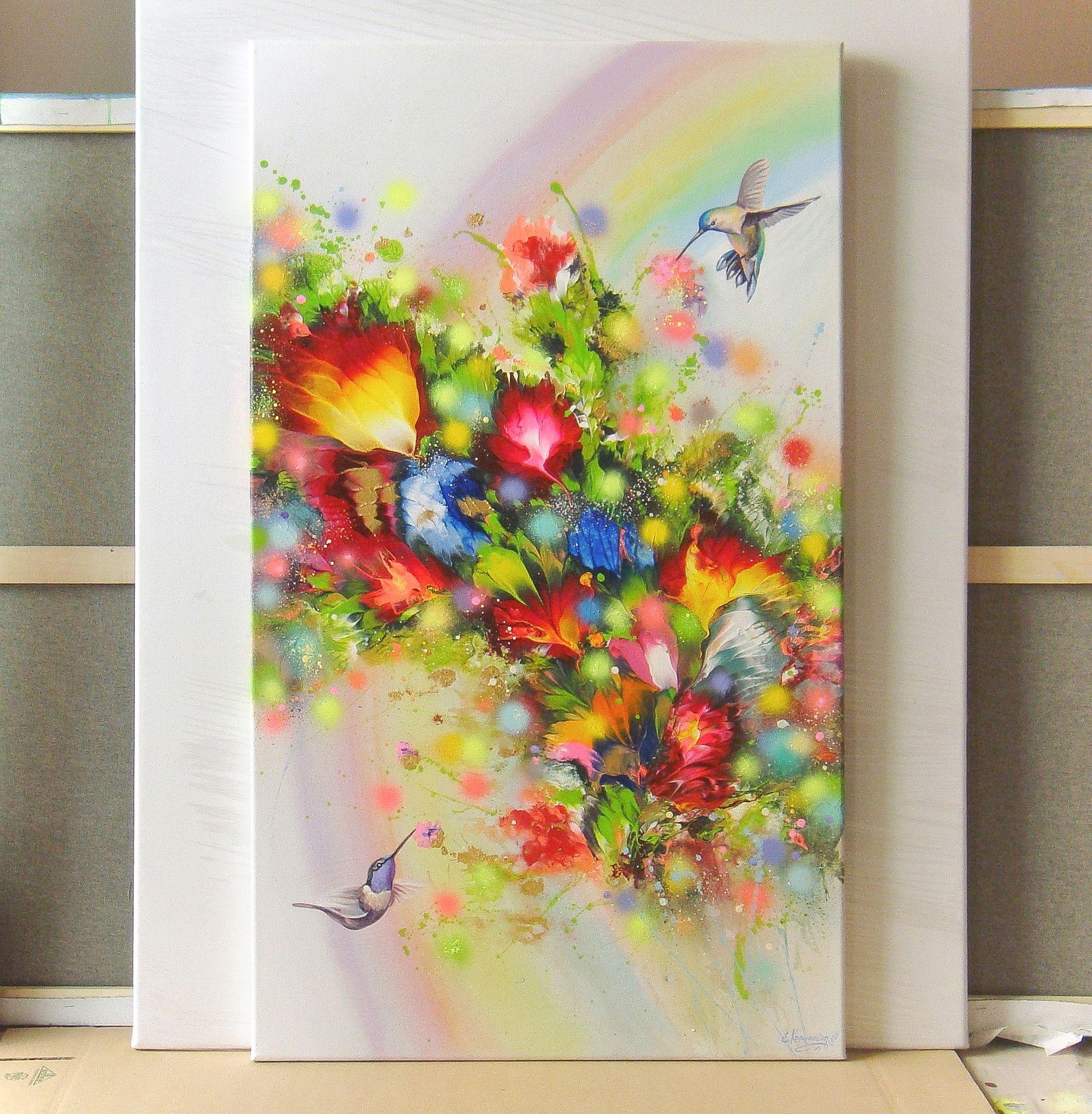 hummingbird painting on canvas