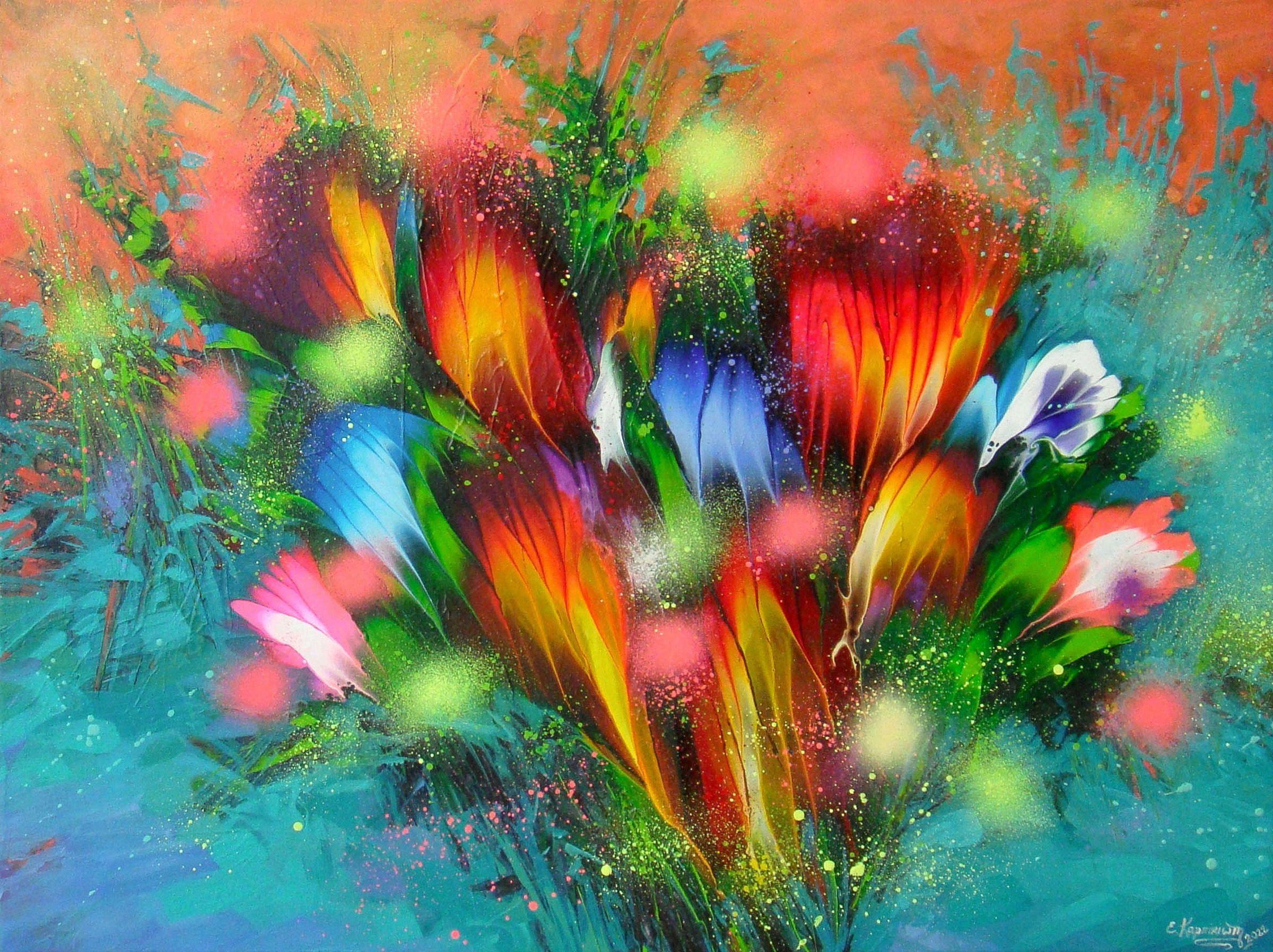 Benvenuto nella mia Galleria e grazie per la tua visita! Pittura astratta floreale originale su tela/ Informazioni sui miei dipinti floreali astratti Il mondo in cui viviamo è fatto di colori. Il colore è ciò che crea bellezza, energia. Evoca