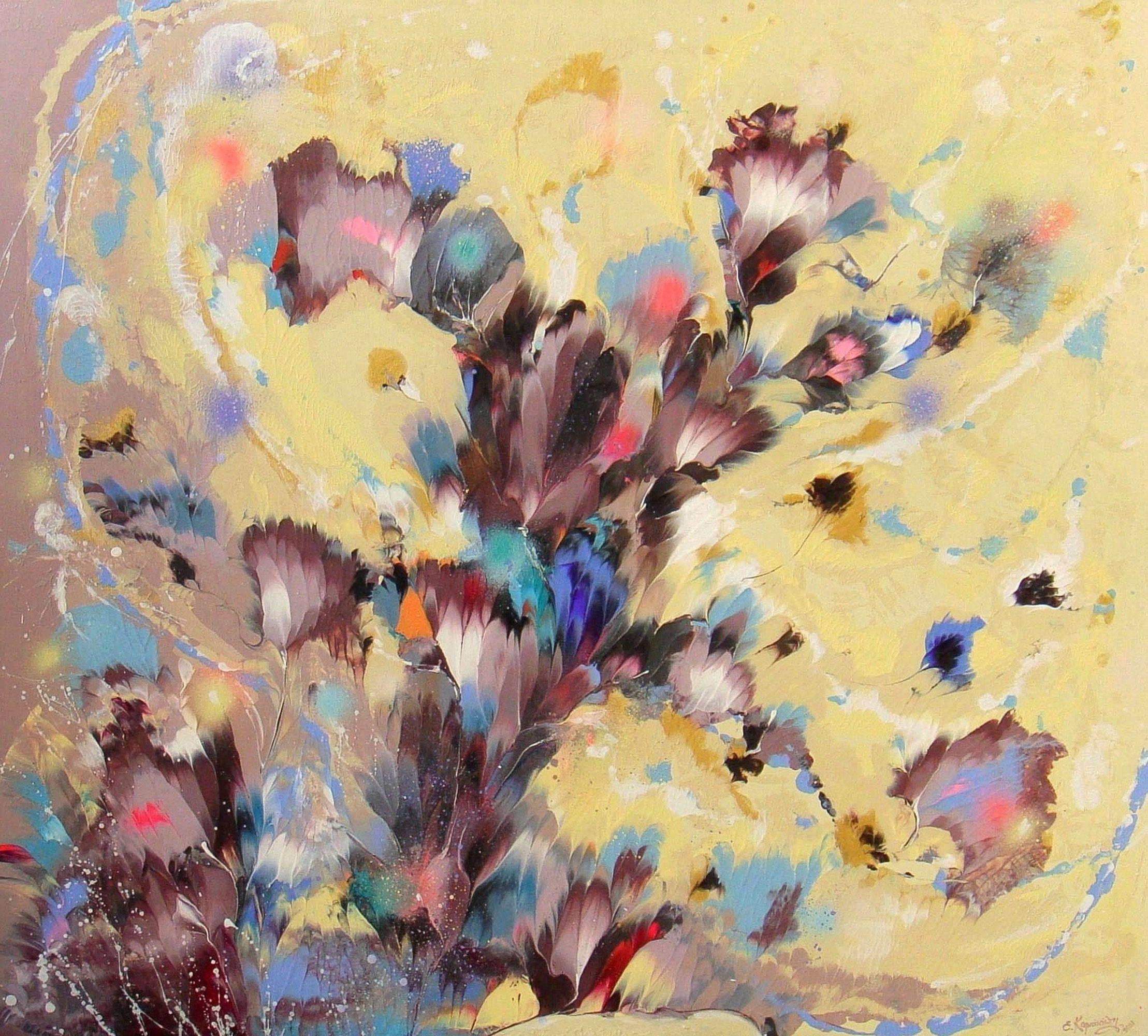 Irini Karpikioti Abstract Painting - LOVELY SUNNY GARDEN, Painting, Acrylic on Canvas