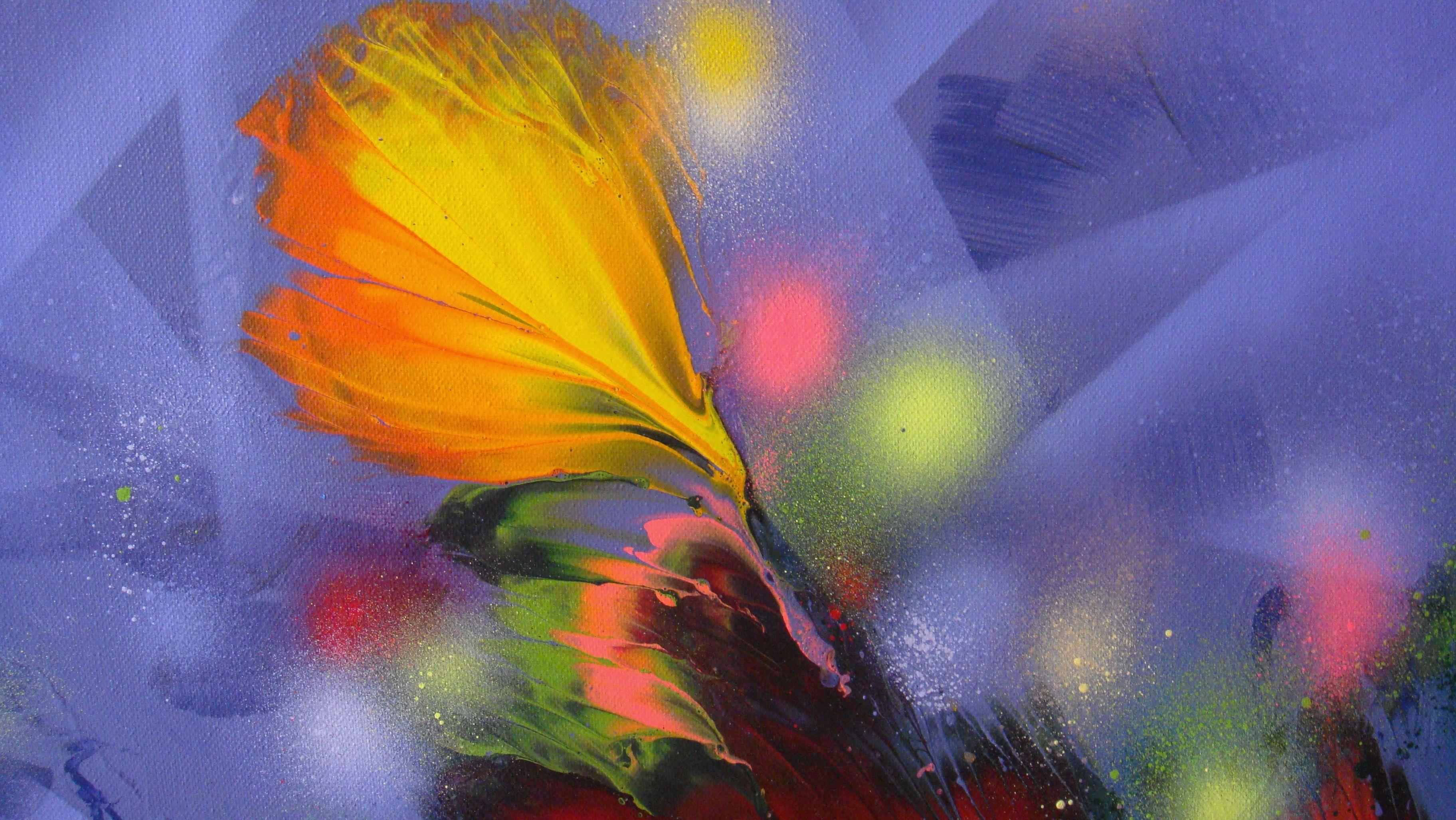 MAGIC GLOWING FLOWERS, Painting, Acrylic on Canvas For Sale 1