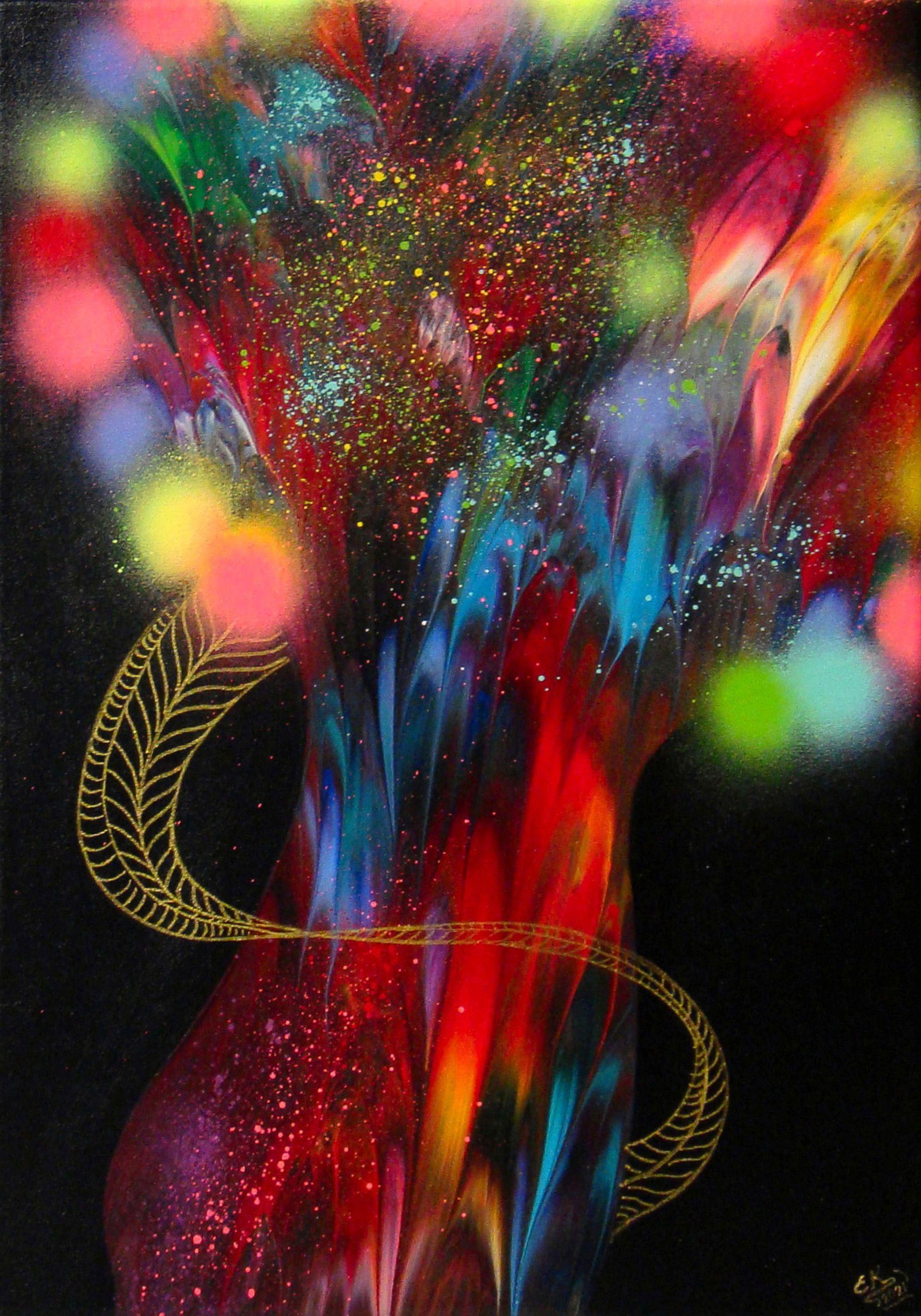 Irini Karpikioti Abstract Painting - MAGIC TREE OF LOVE, Painting, Acrylic on Canvas