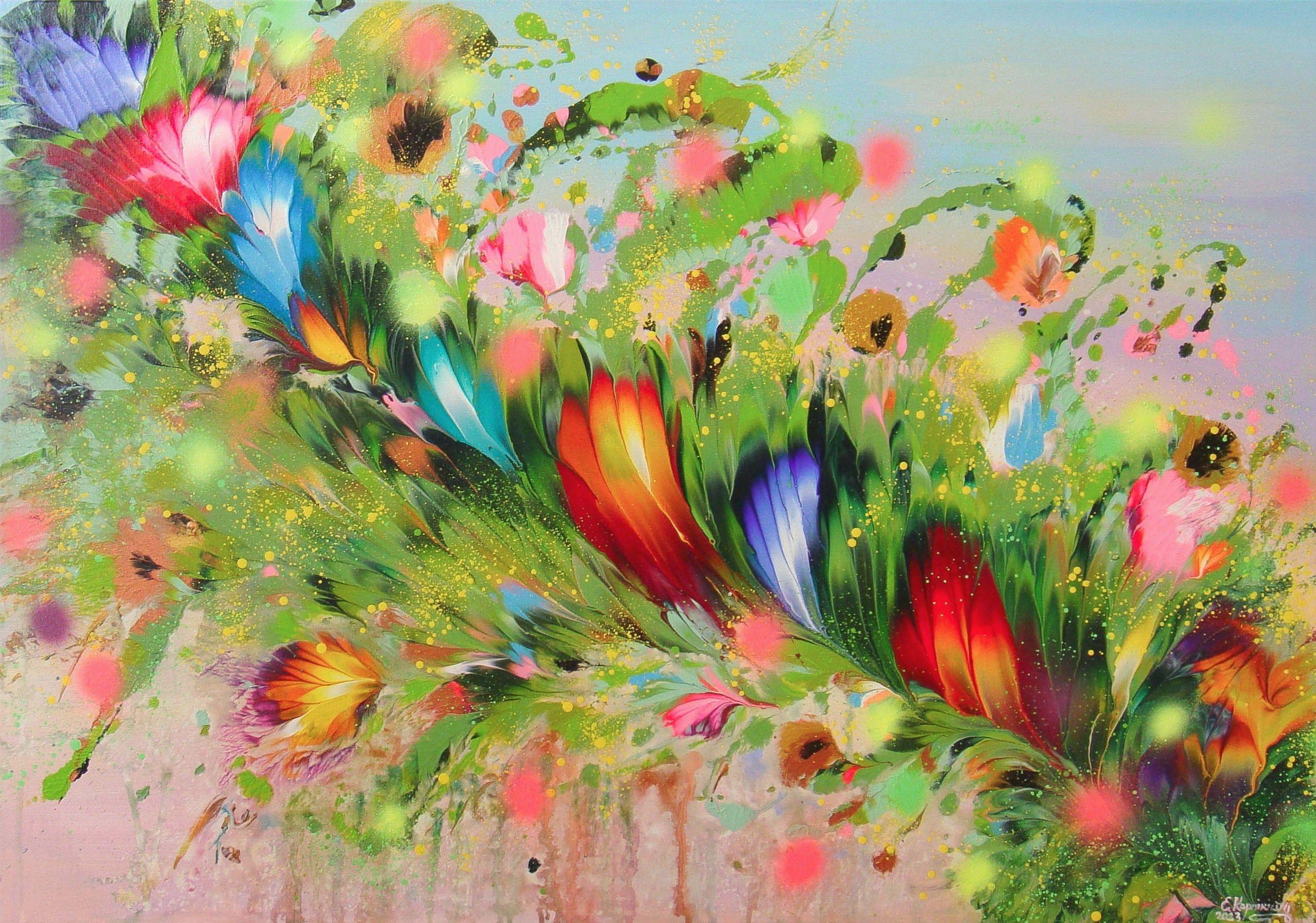 Irini Karpikioti Abstract Painting – MORNING BEAUTY, Gemälde, Acryl auf Leinwand