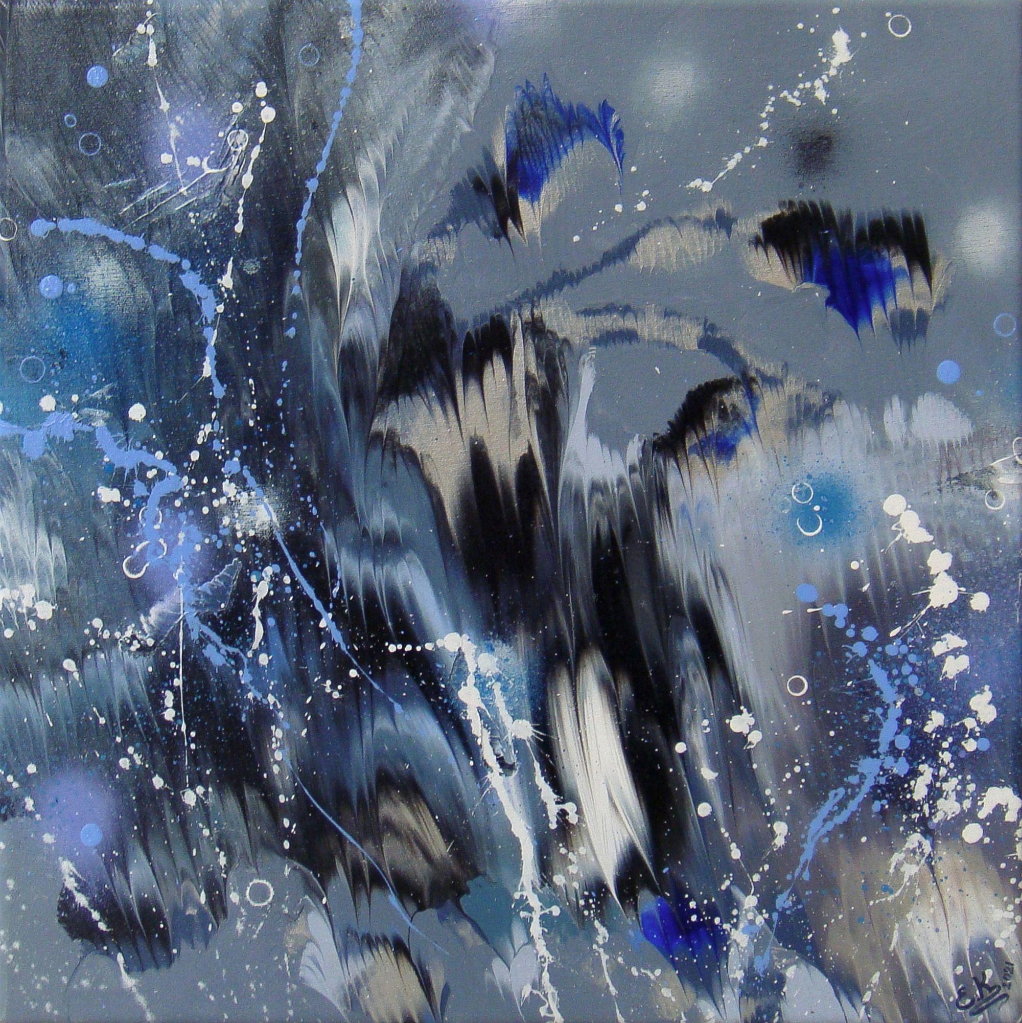 Irini Karpikioti Abstract Painting - SILVER SYMPHONY, Painting, Acrylic on Canvas