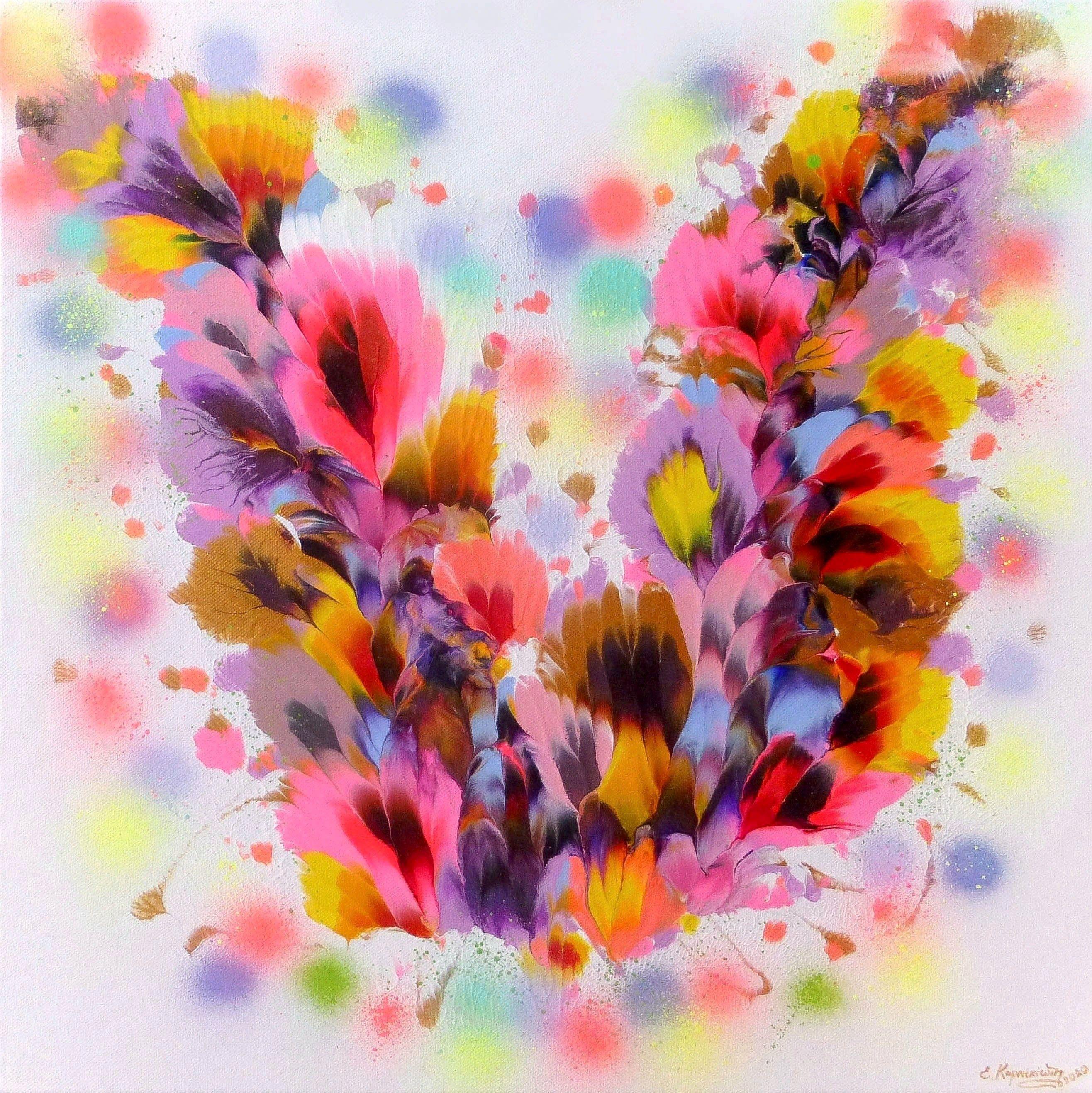 Irini Karpikioti Abstract Painting - SPRING FLOWER FESTIVAL, Painting, Acrylic on Canvas