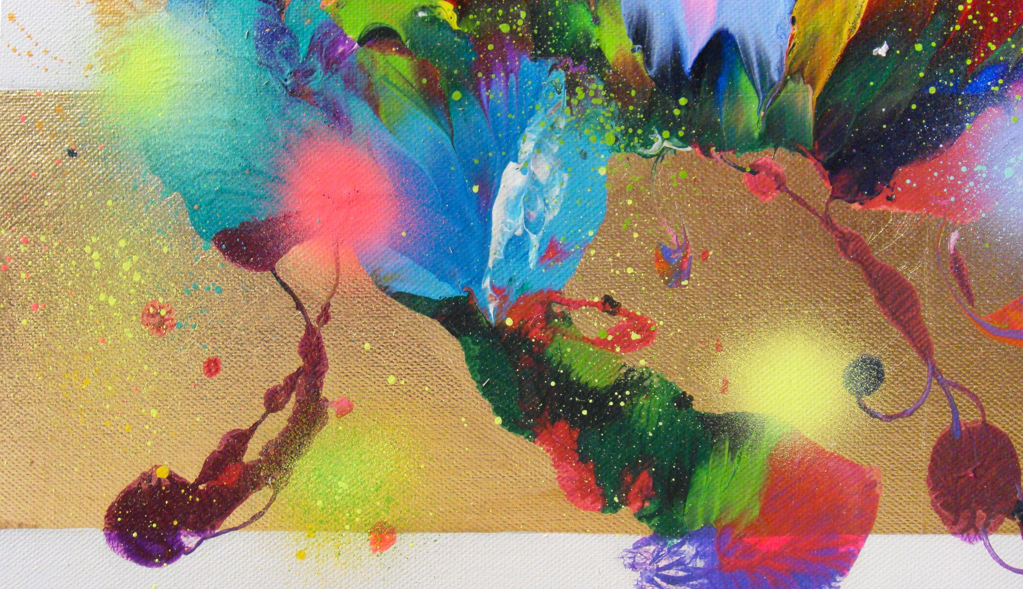 FRAGANCIA DE VERANO, Pintura, Acrílico sobre lienzo - Abstract Painting Beige de Irini Karpikioti
