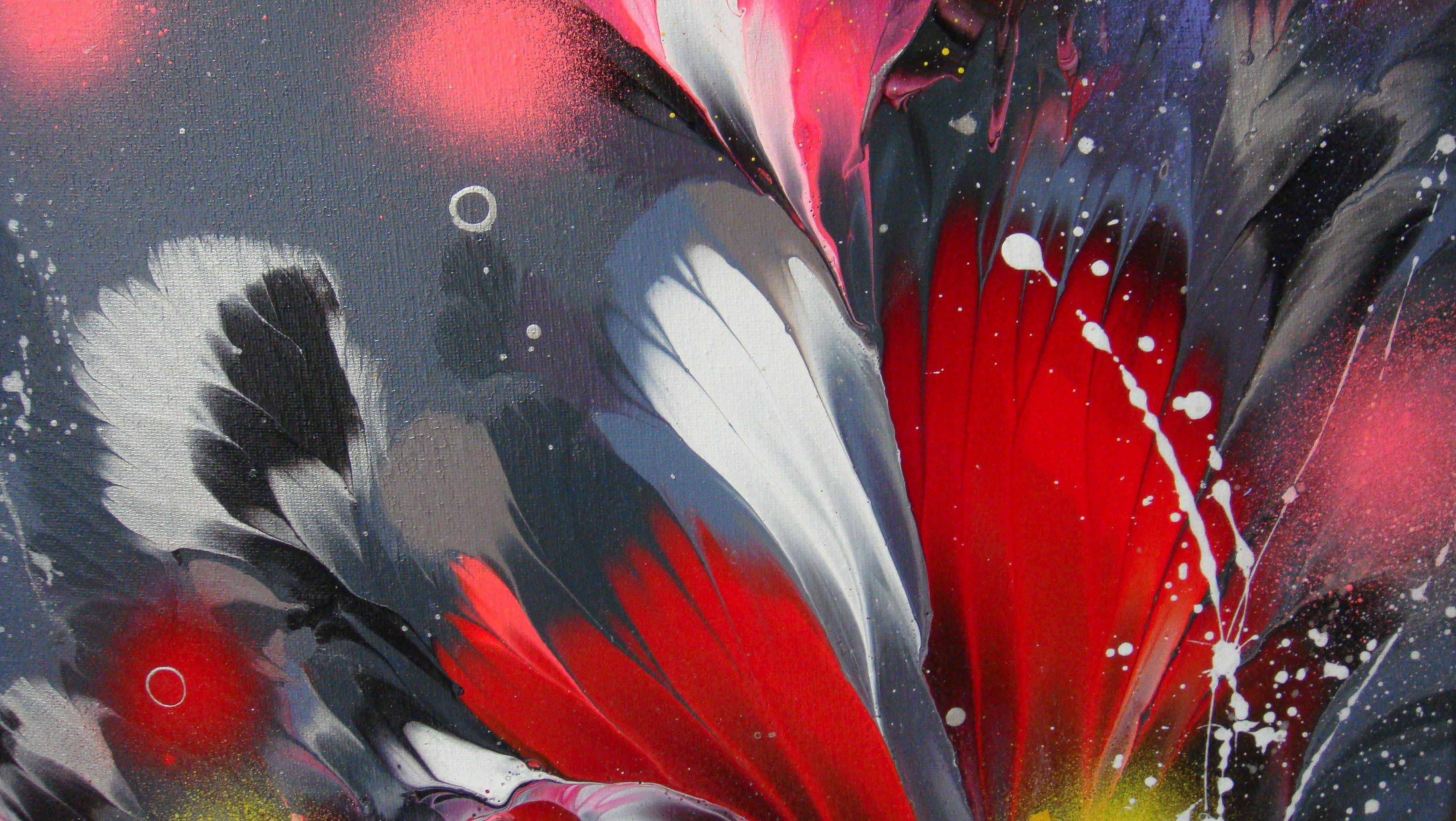 SUMMER PINK FLOWERS, Gemälde, Acryl auf Leinwand – Painting von Irini Karpikioti