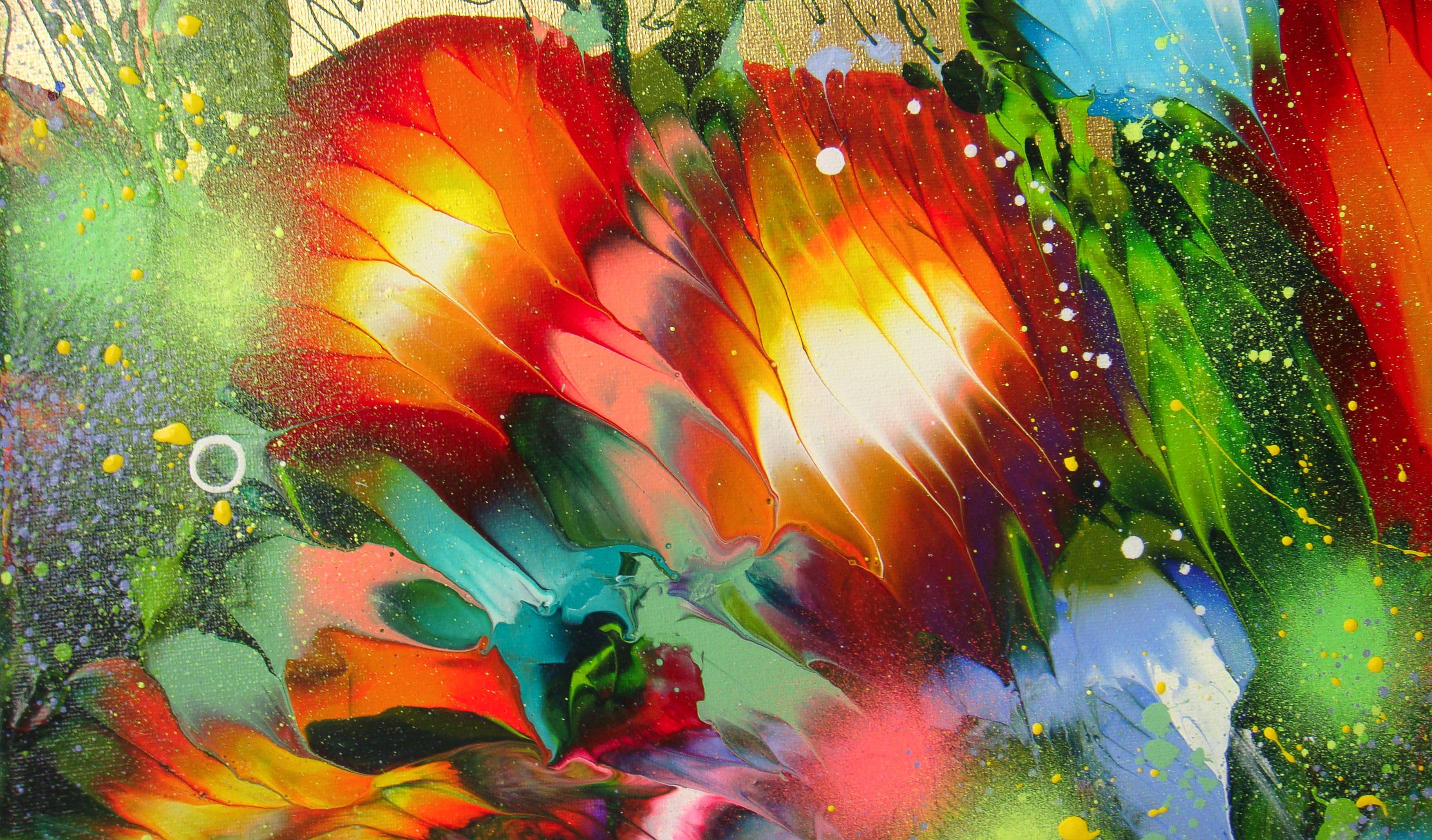 Tramonto d'estate, Pittura, Acrilico su tela - Abstract Painting Marrone di Irini Karpikioti