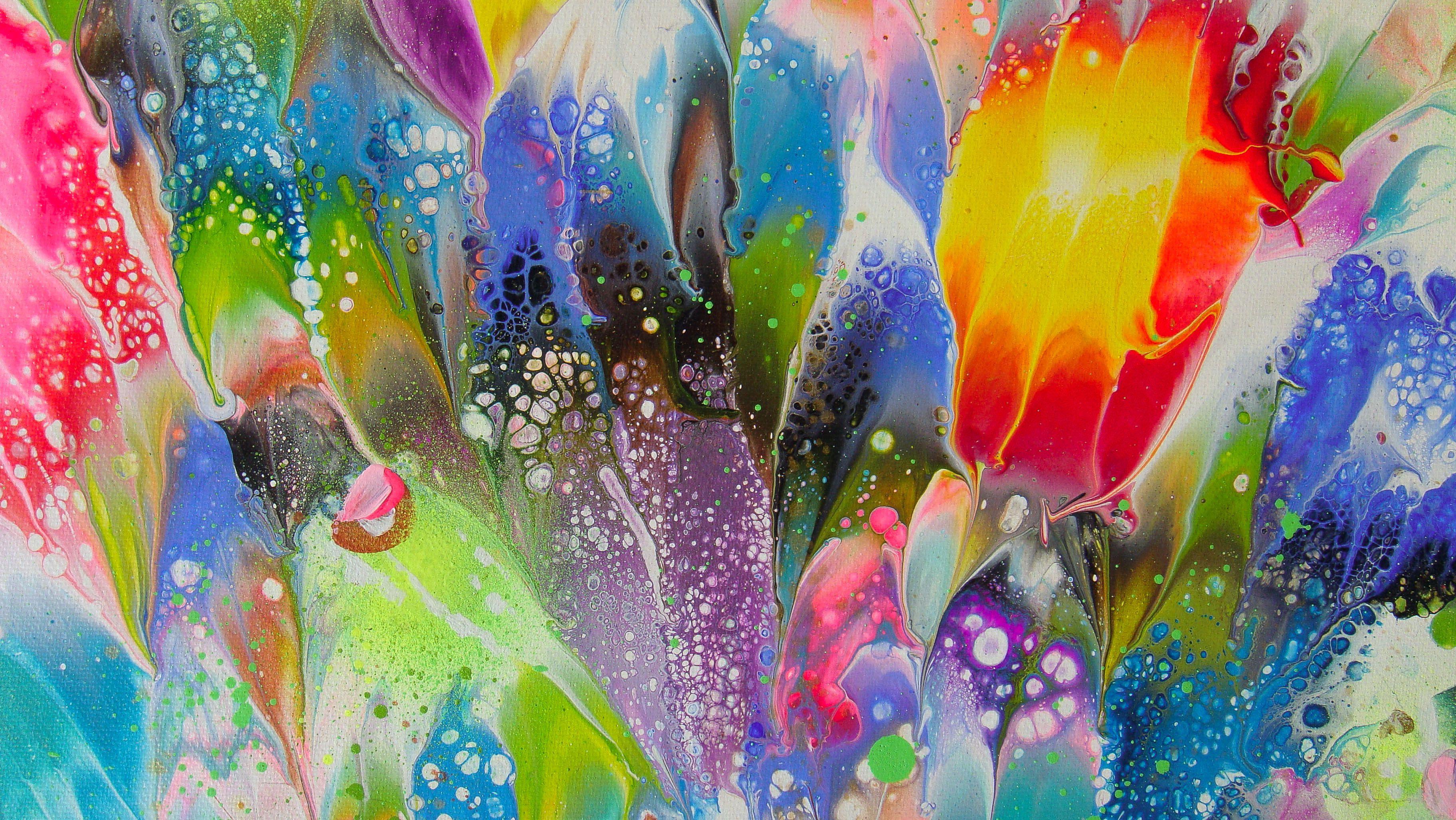 FLORES SOLEADAS 2, Pintura, Acrílico sobre lienzo - Painting de Irini Karpikioti