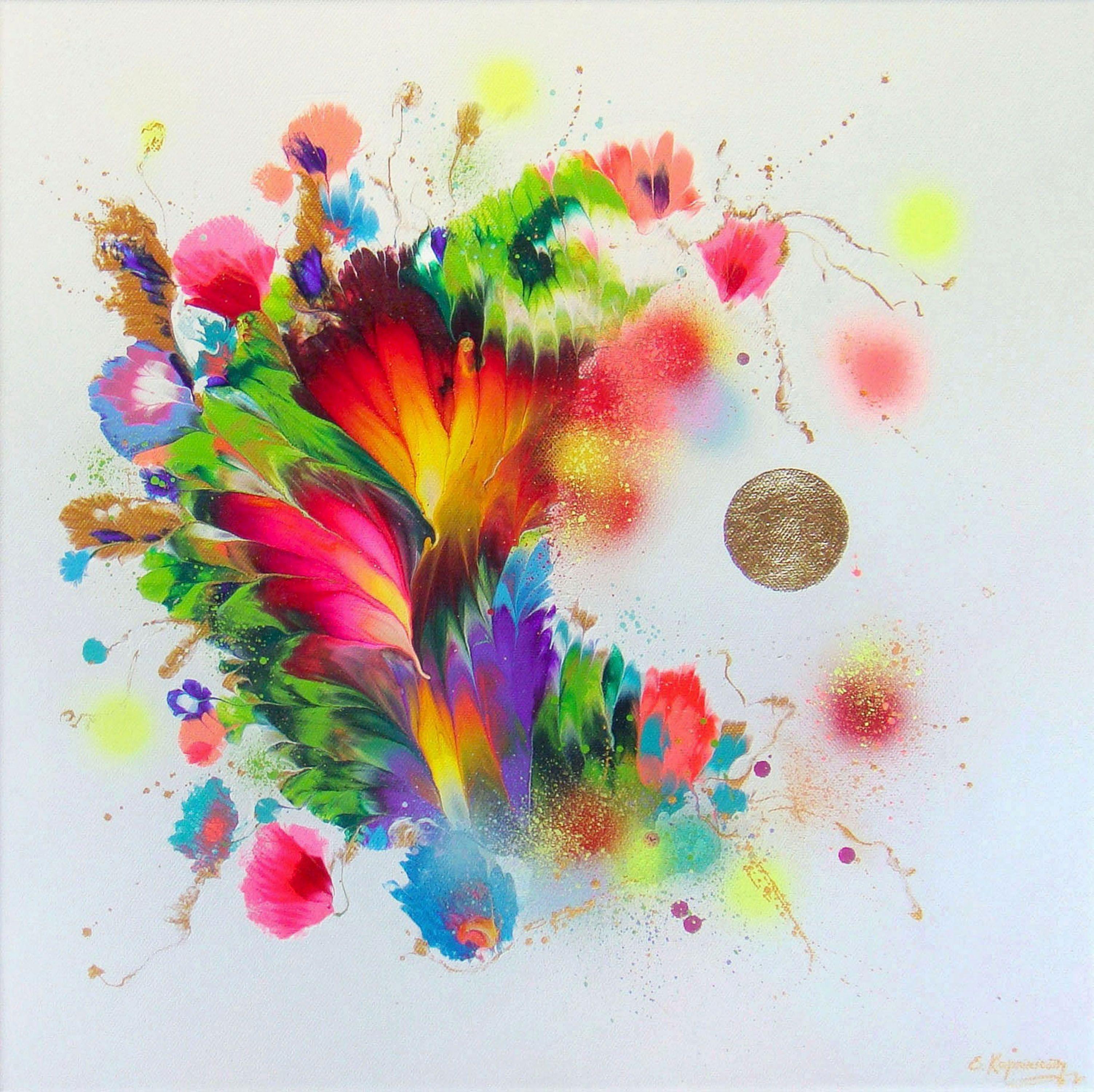 Irini Karpikioti Abstract Painting - SUNSHINE FLOWERS, Painting, Acrylic on Canvas