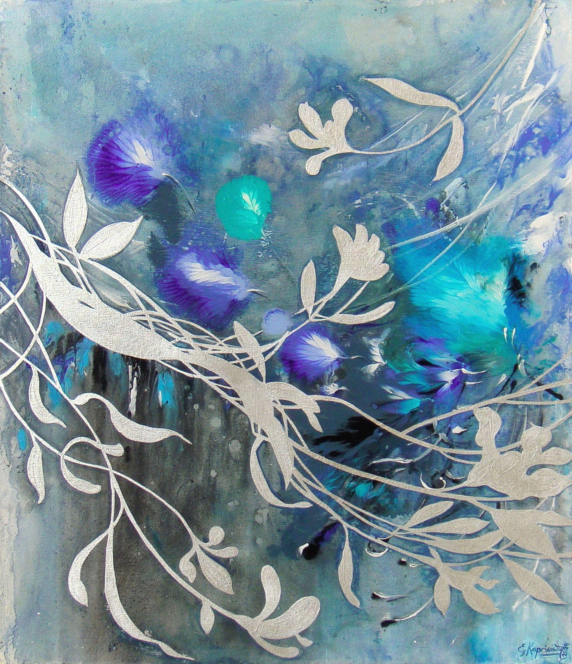 Abstract Painting di Irini Karpikioti - BELLEZZA INVERNALE, Pittura, Acrilico su tela