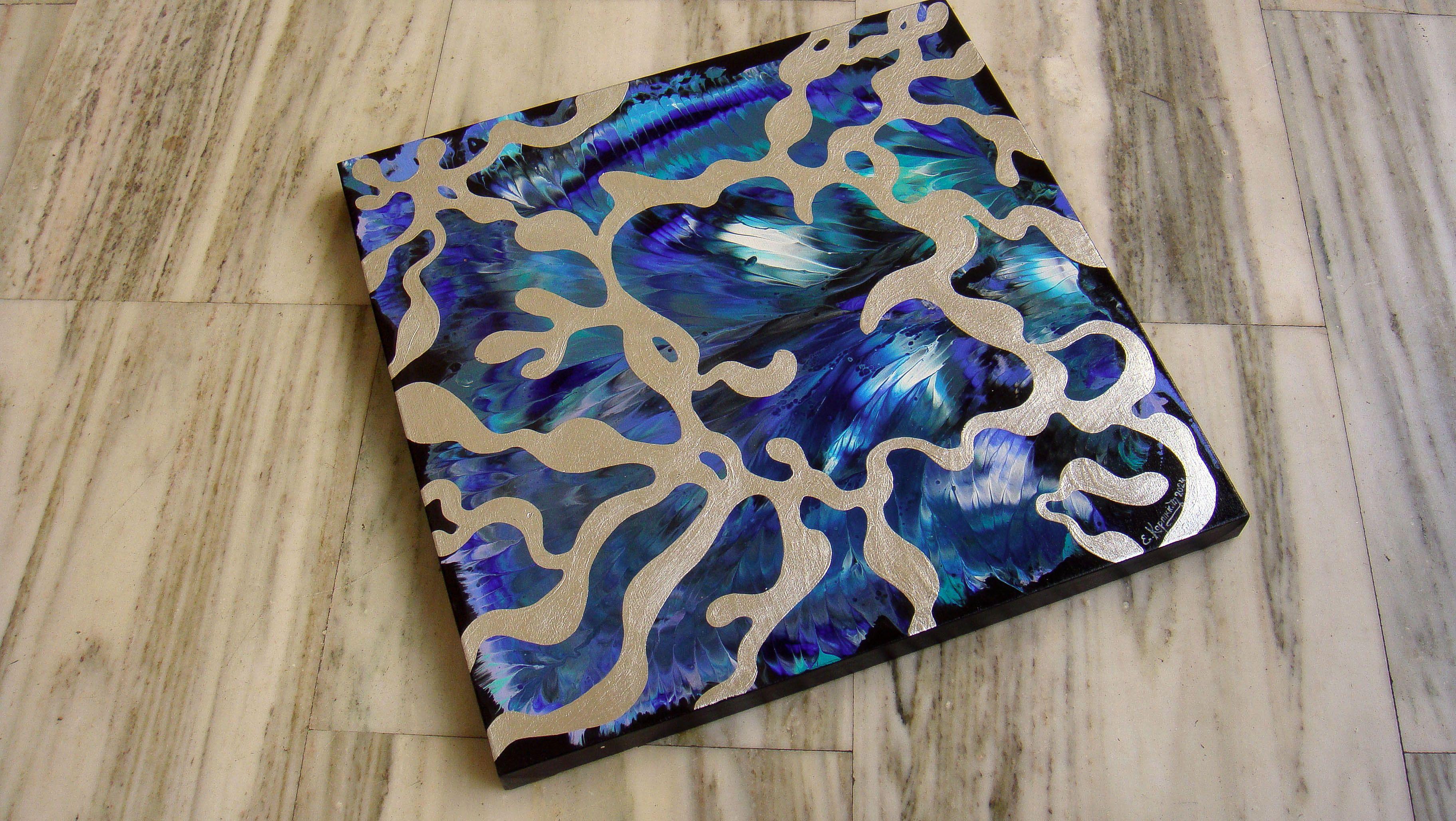 PATTERNI D'INVERNO, Pittura, Acrilico su tela - Abstract Painting Viola di Irini Karpikioti