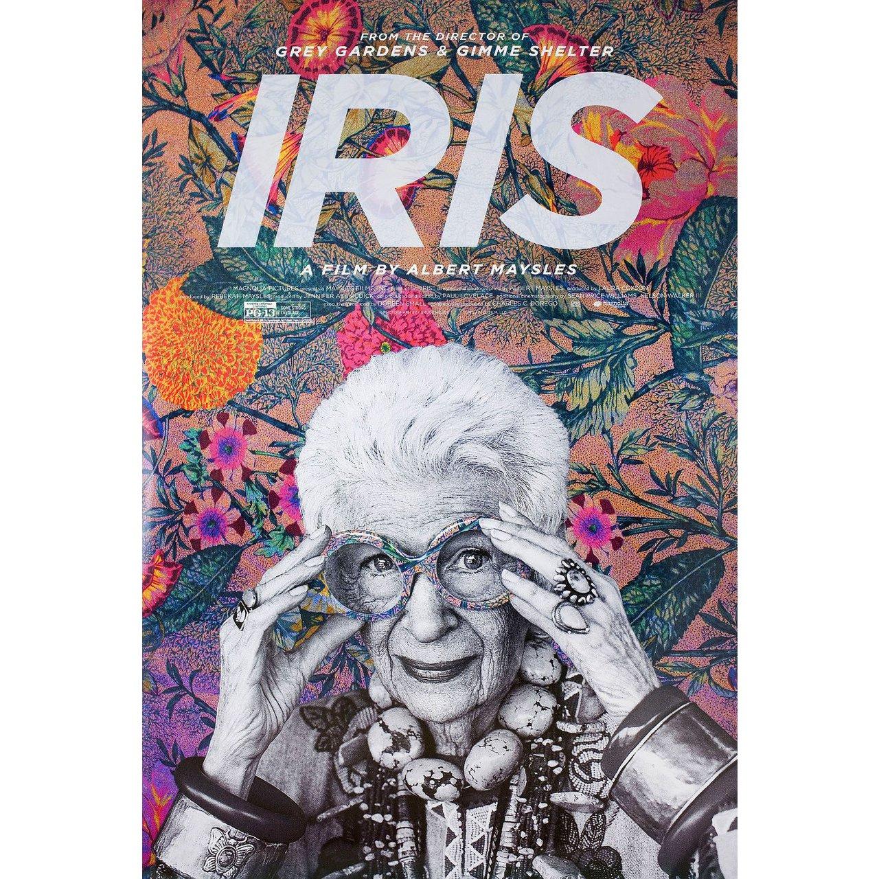 Original 2015 U.S. one sheet poster by Bruce Weber / Gravillis Inc. for the documentary film Iris directed by Albert Maysles with Iris Apfel. Very good-fine condition, rolled. Please note: the size is stated in inches and the actual size can vary by